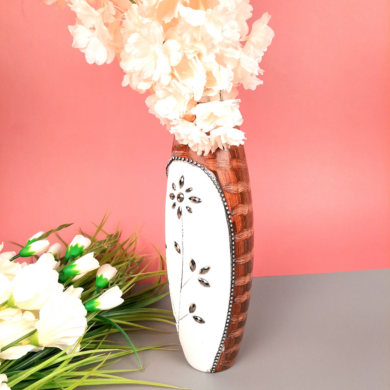 Decorative Vases | Flower Pots - for Home, Living Room, Table & Office Decor - 12 Inch - Apkamart