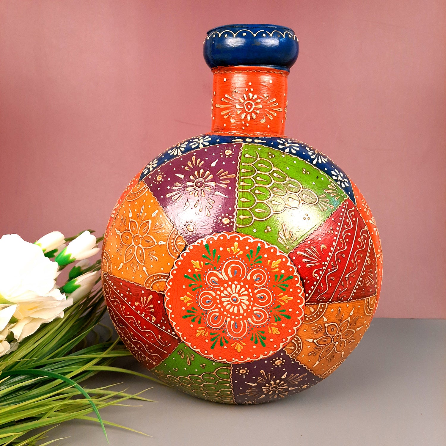 Artificial Flower Pot - Vase For Home Decor -15 Inch - Apkamart