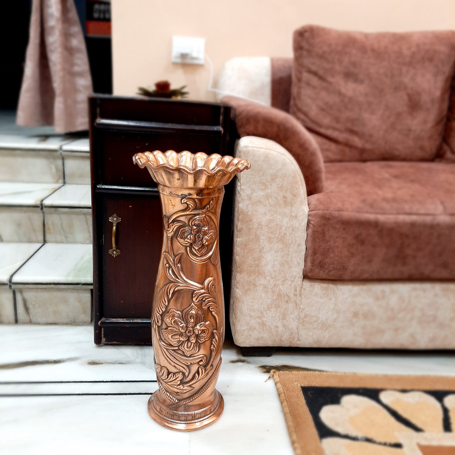Flower Vase Big | Flower Pot for Corners - Metal | Floor Vase - For Home, Living Room, Entrance, Office & Hall Decoration | House Warming & Festival Gift - 20 inch