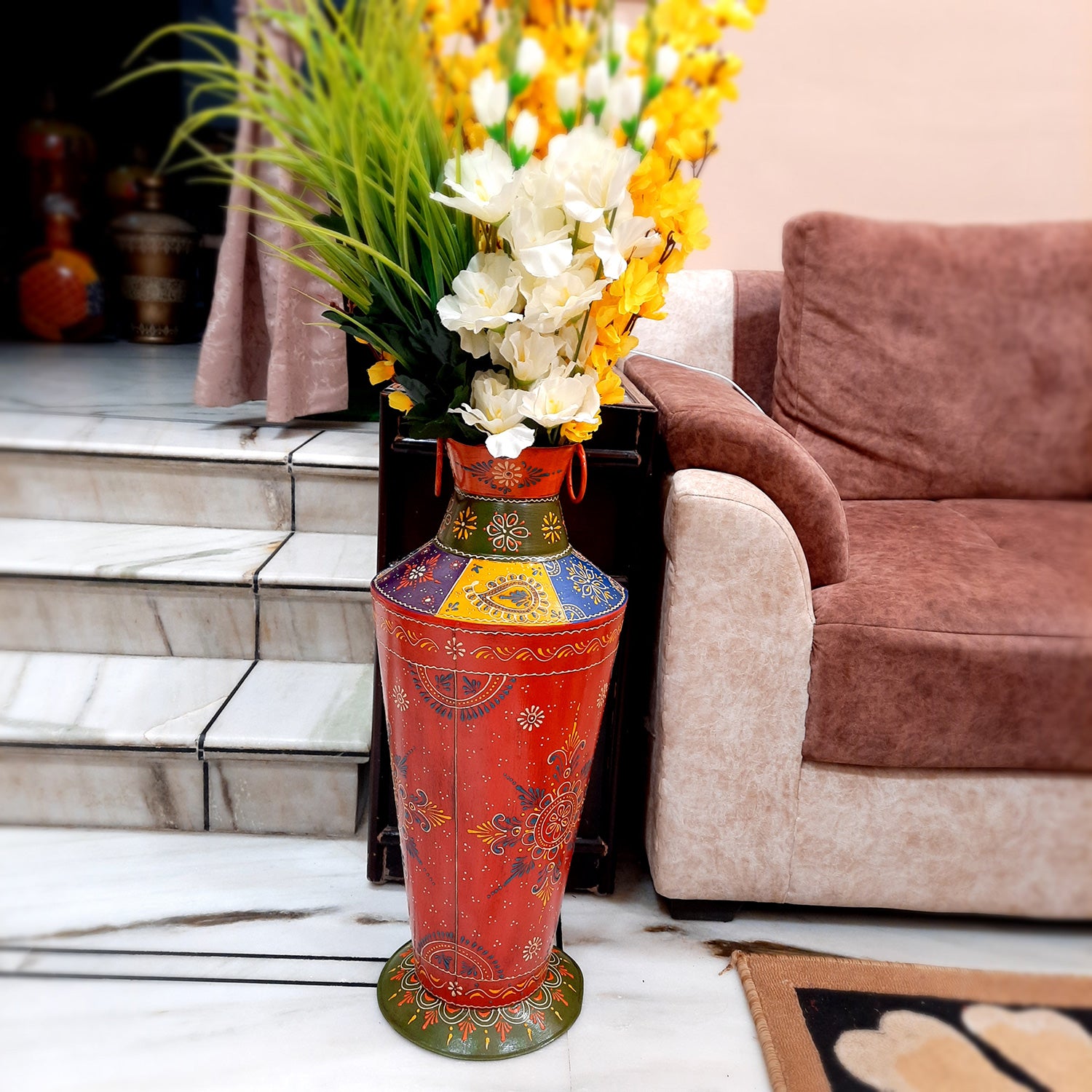 Floor Flower Pot | Big Corner Vase - For Living Room & Entrance Decor - 27 Inch - Apkamart