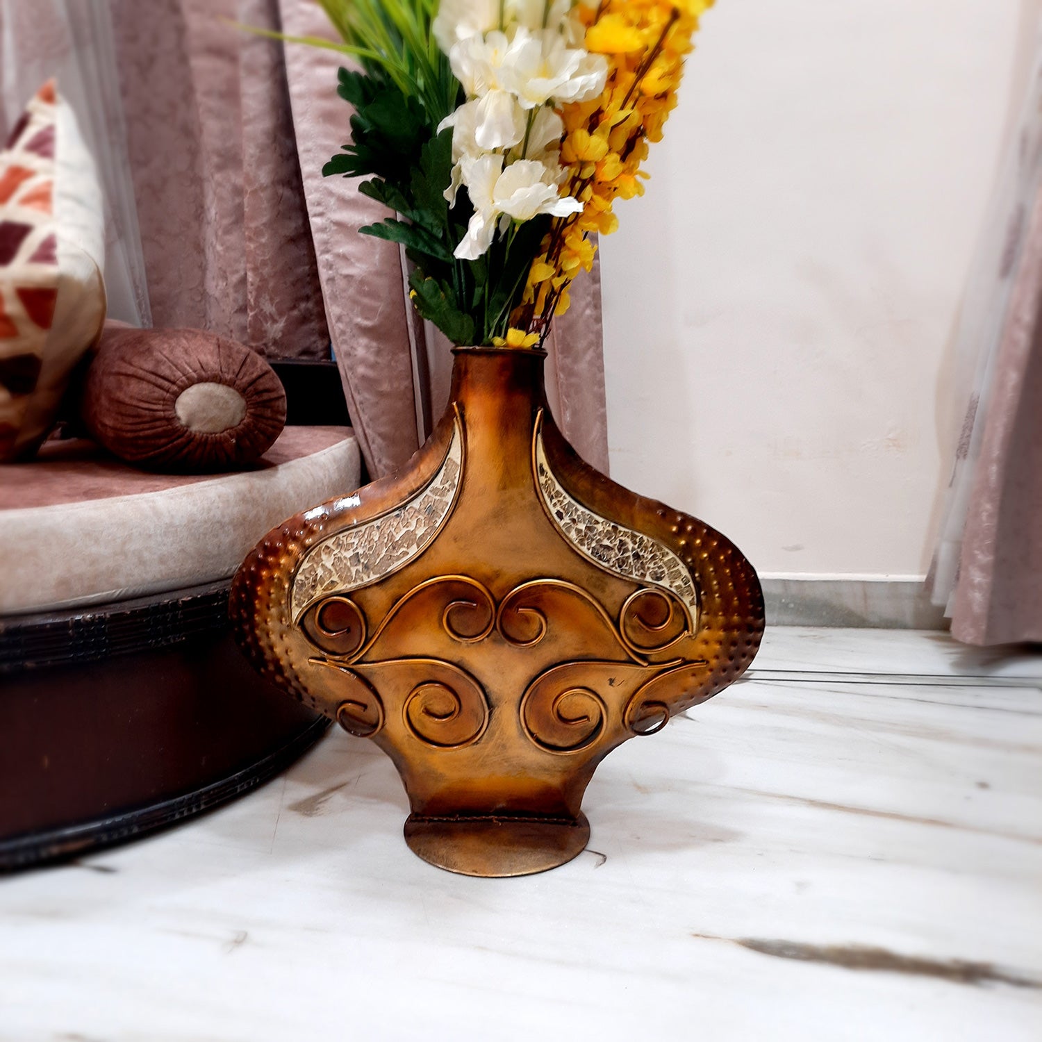 Flower Pot | Decorative Flower Vase - For Living Room, Table, Home Decor & Gifts - (LxW - 23x20 Inch) - Apkamart