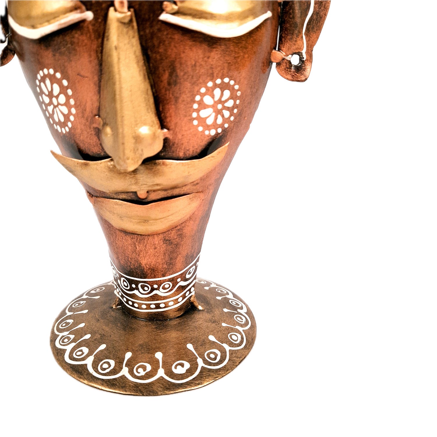 Metal Vase | Flower Pot - Man Face design - For Home, Table Decor & Gifts - 7 Inch - Apkamart