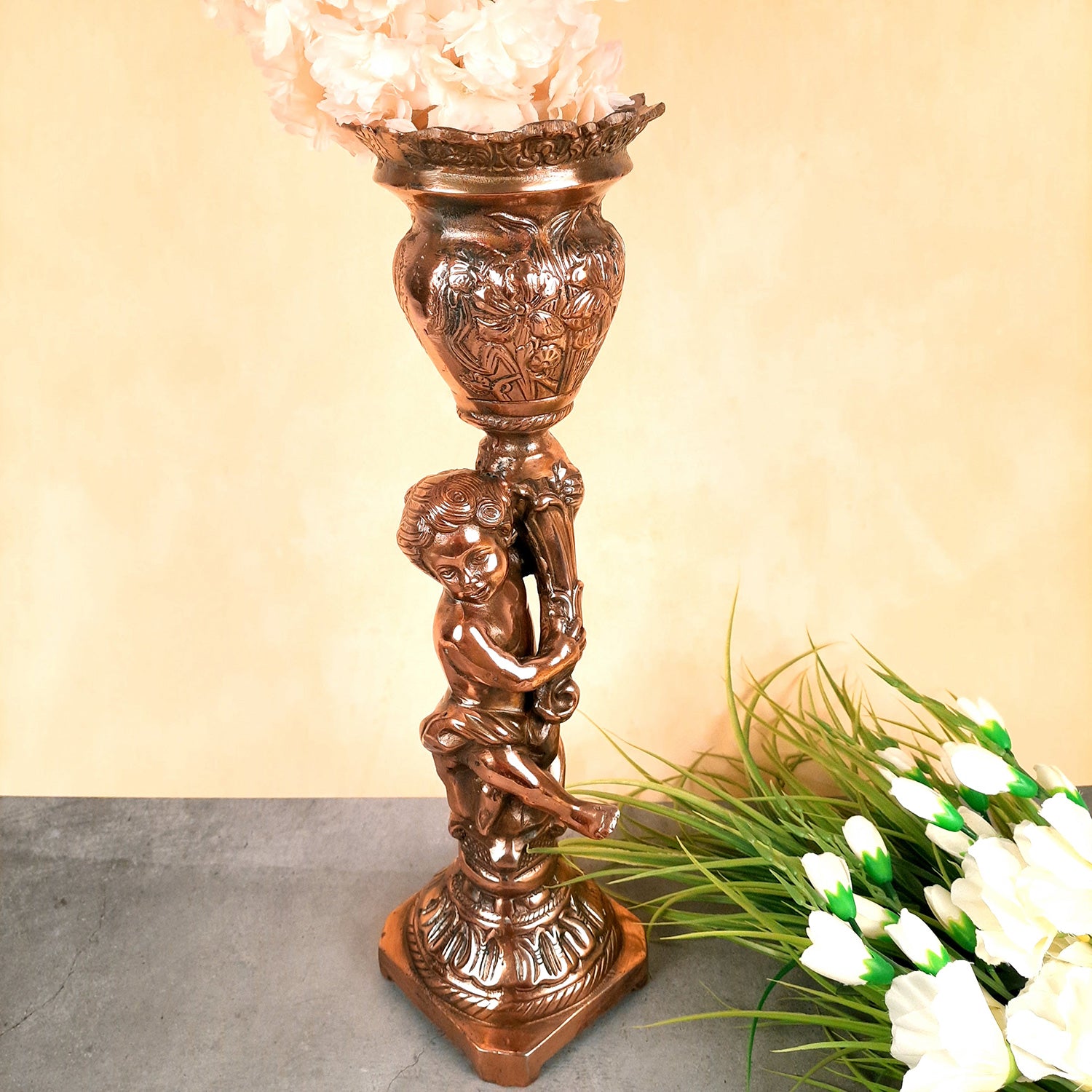 Antique Flowe Pot Big | Decorative Indoor Flower Pot - For Living Room, Home, Corner, Entrance Decor - 20 Inch - Apkamart