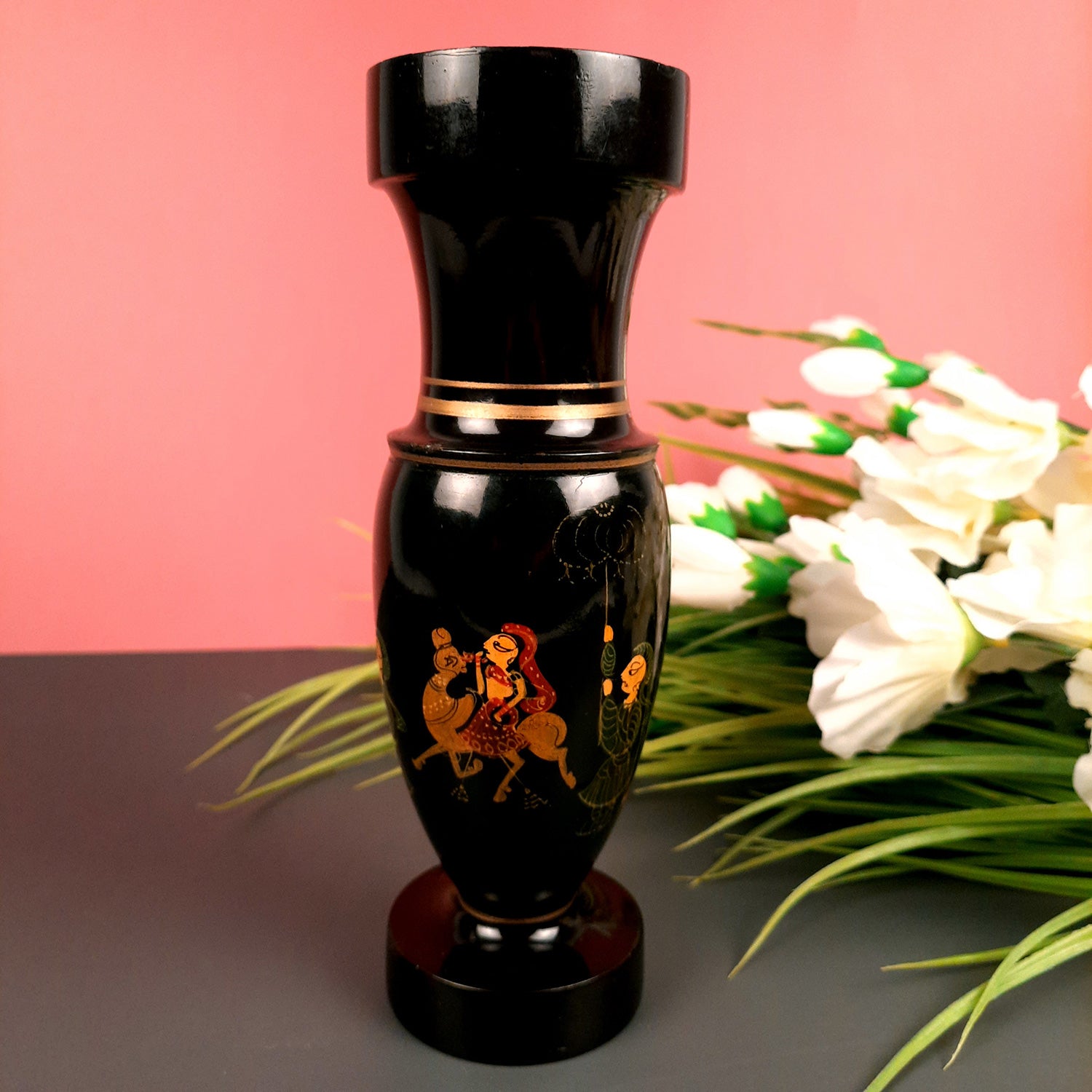 Wooden Flower Pot - Decorative Vase - For Table, Home Decor & Gifts - 8 Inch - Apkamart #Style_Pack of 1 - Design 2