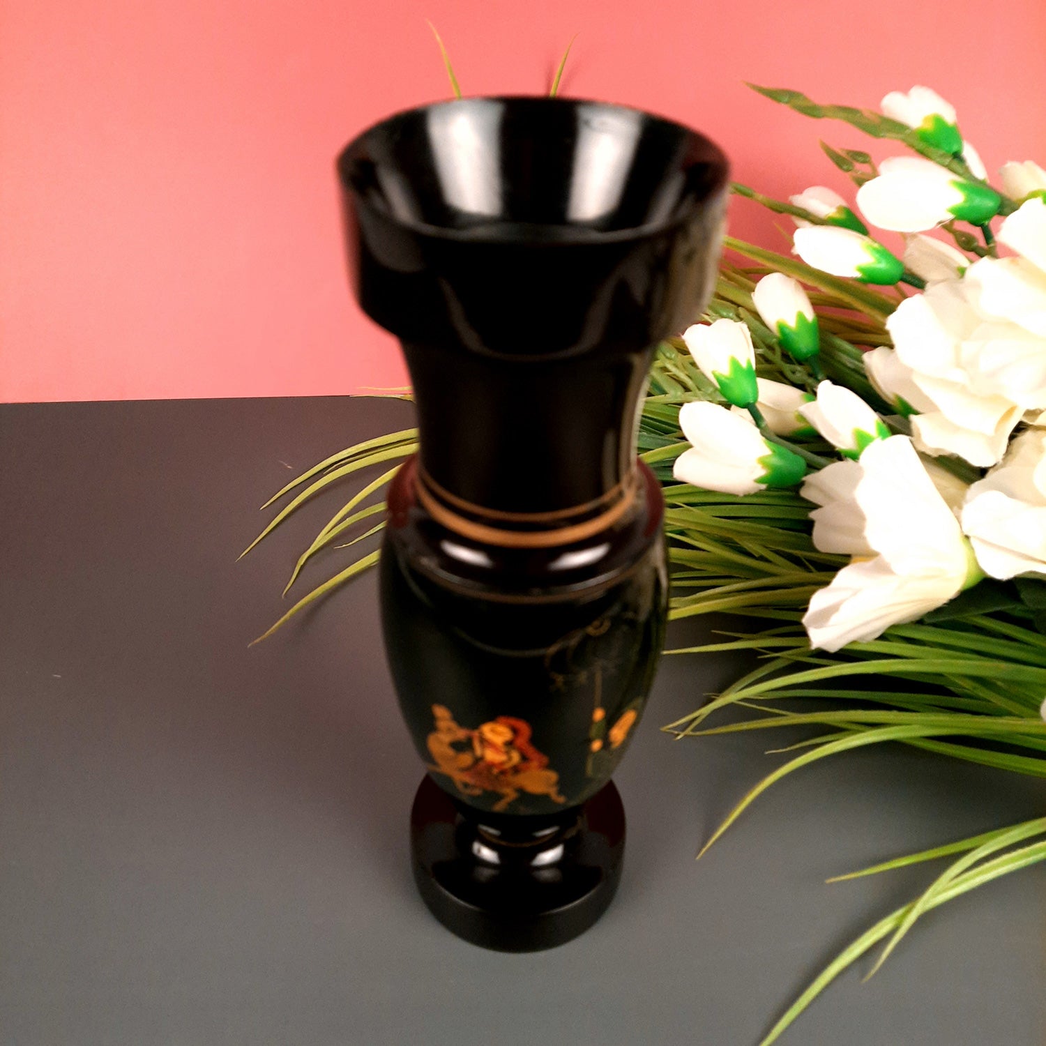 Wooden Flower Pot - Decorative Vase - For Table, Home Decor & Gifts - 8 Inch - Apkamart #Style_Pack of 1 - Design 2
