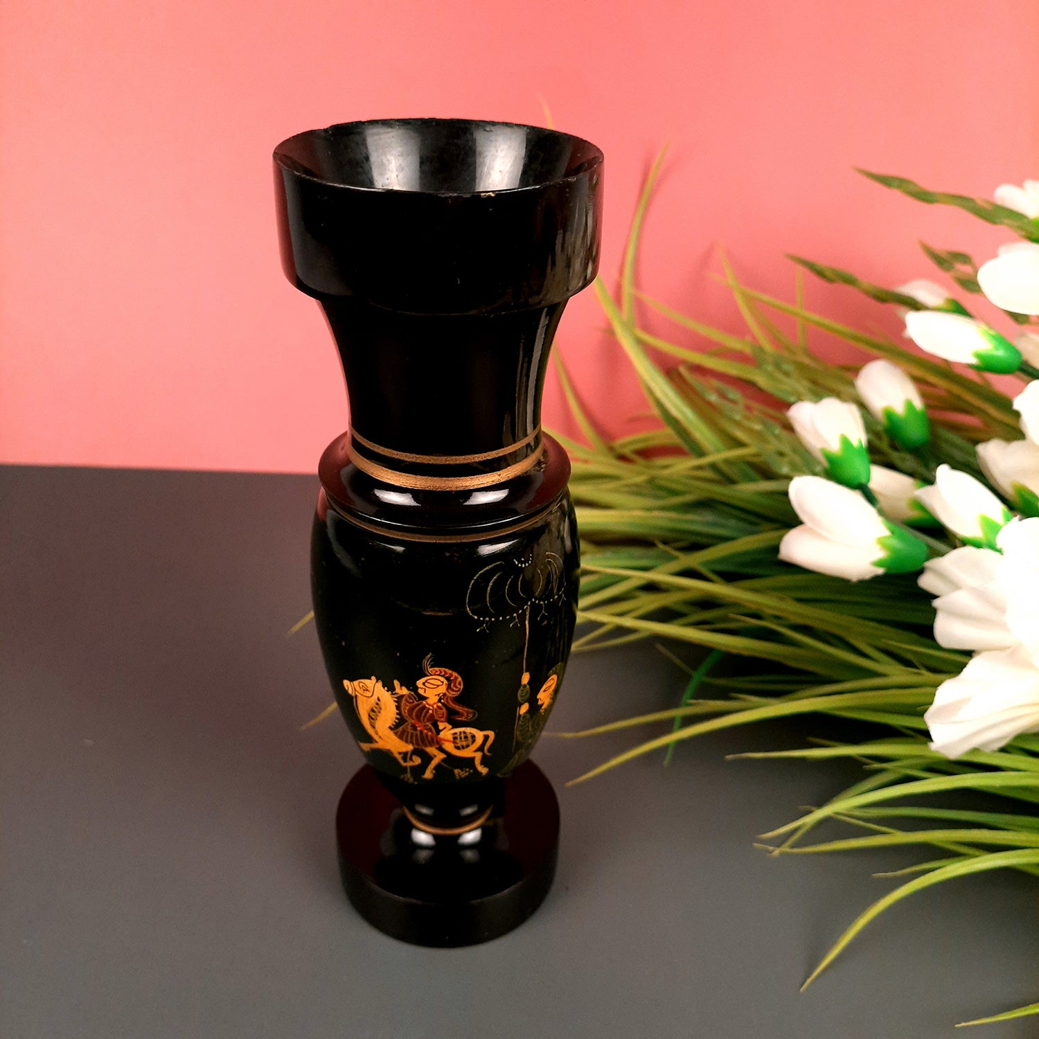 Wooden Flower Pot - Decorative Vase - For Table, Home Decor & Gifts - 8 Inch - Apkamart #Style_Pack of 1 - Design 1