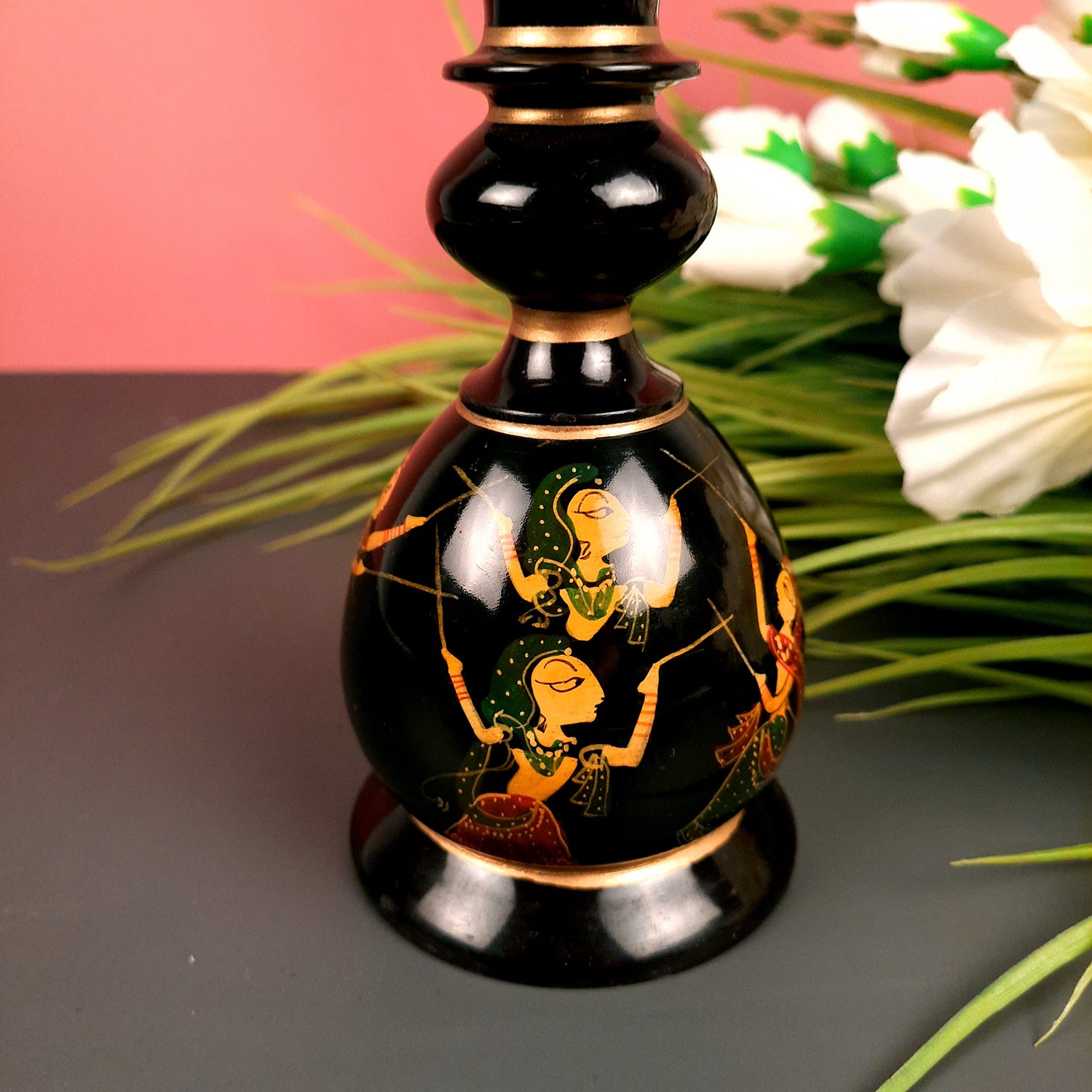 Flower Pot | Wooden Decorative Flower Vase - For Table, Home Decor & Gifts - 9 Inch - Apkamart