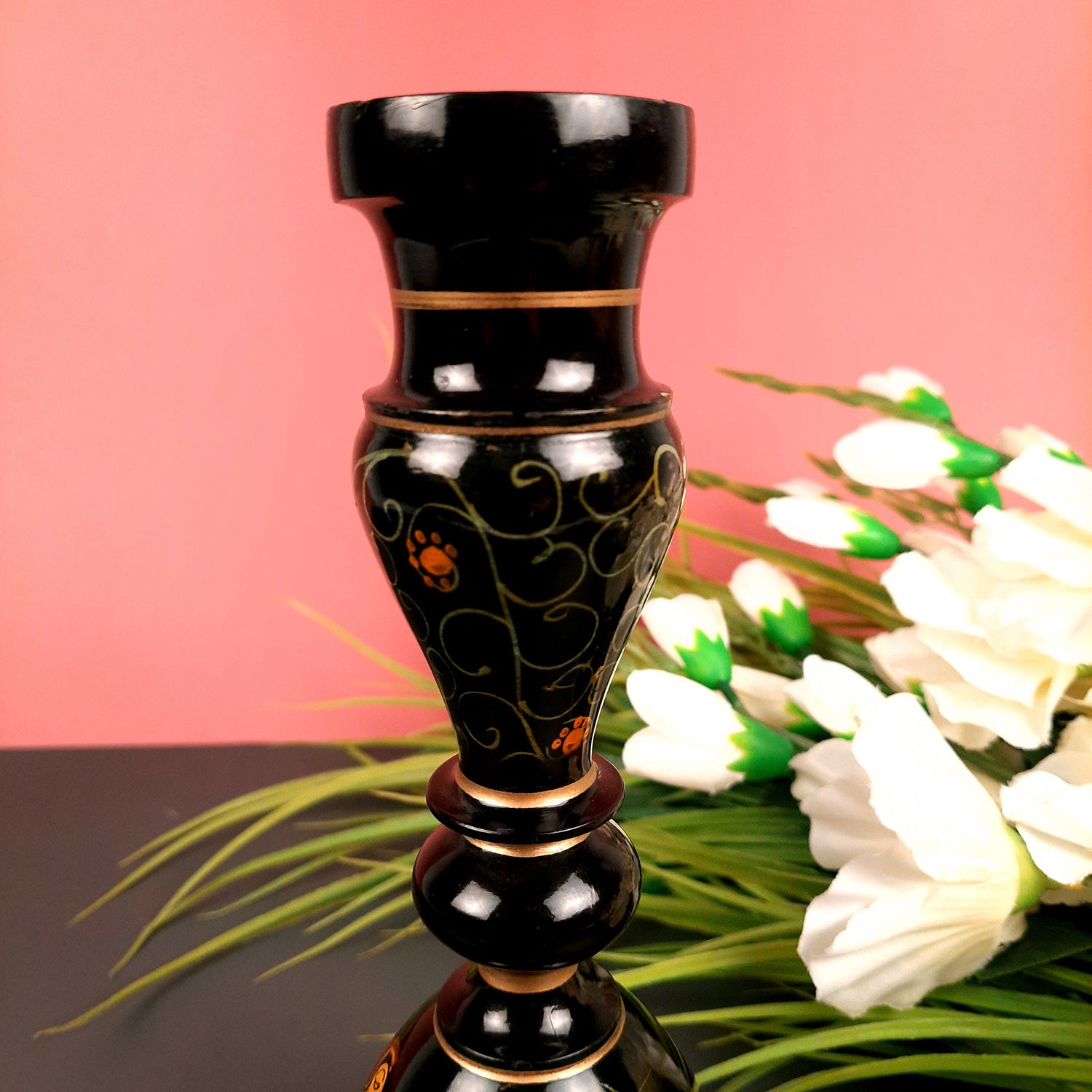 Flower Pot | Wooden Decorative Flower Vase - For Table, Home Decor & Gifts - 9 Inch - Apkamart