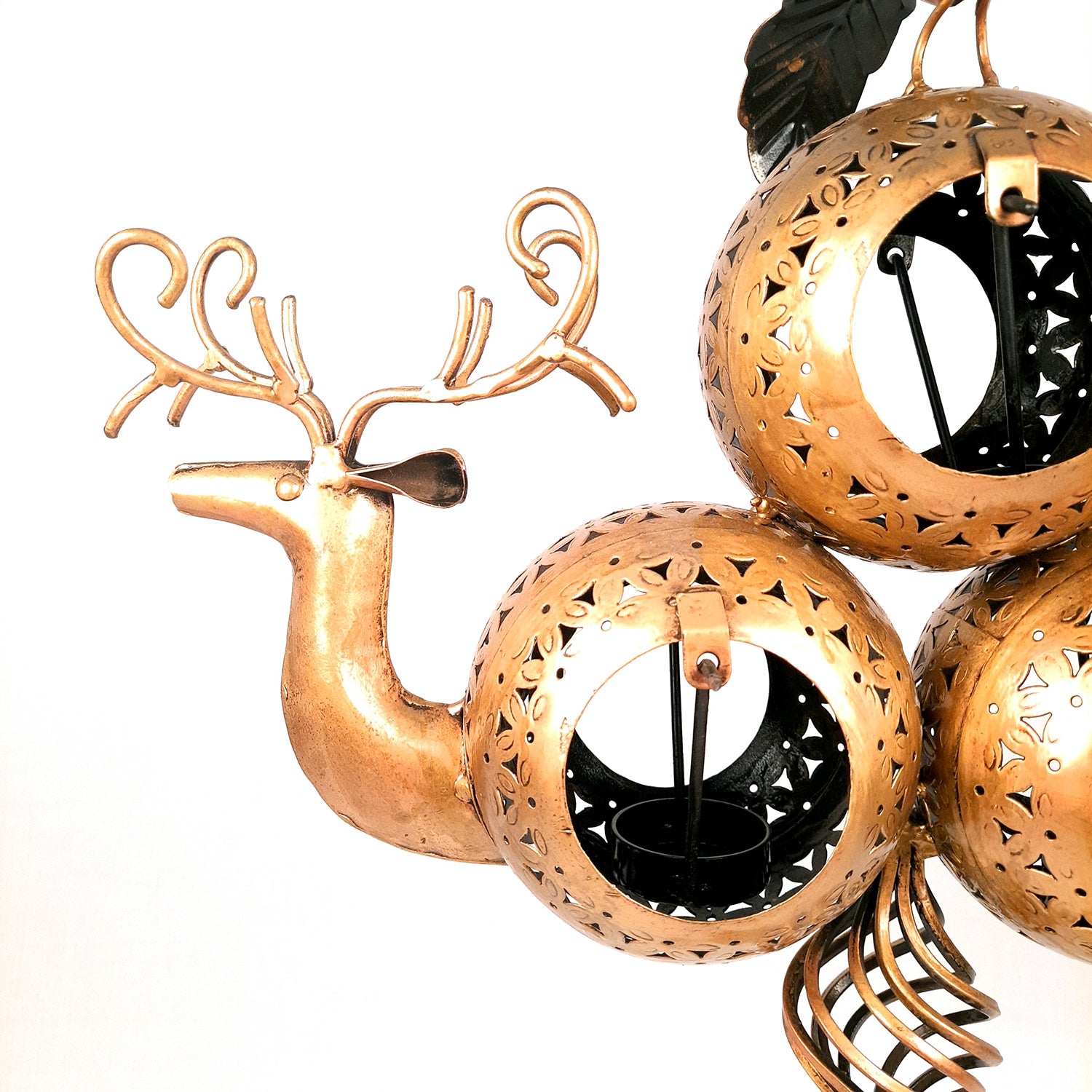 Tealight Holder Cum Decorative Showpiece - Deer Design | T Light Candle Stand with 3 Slots - For Home, Living Room, Corner Decor & Gifts - 24 Inch - Apkamart