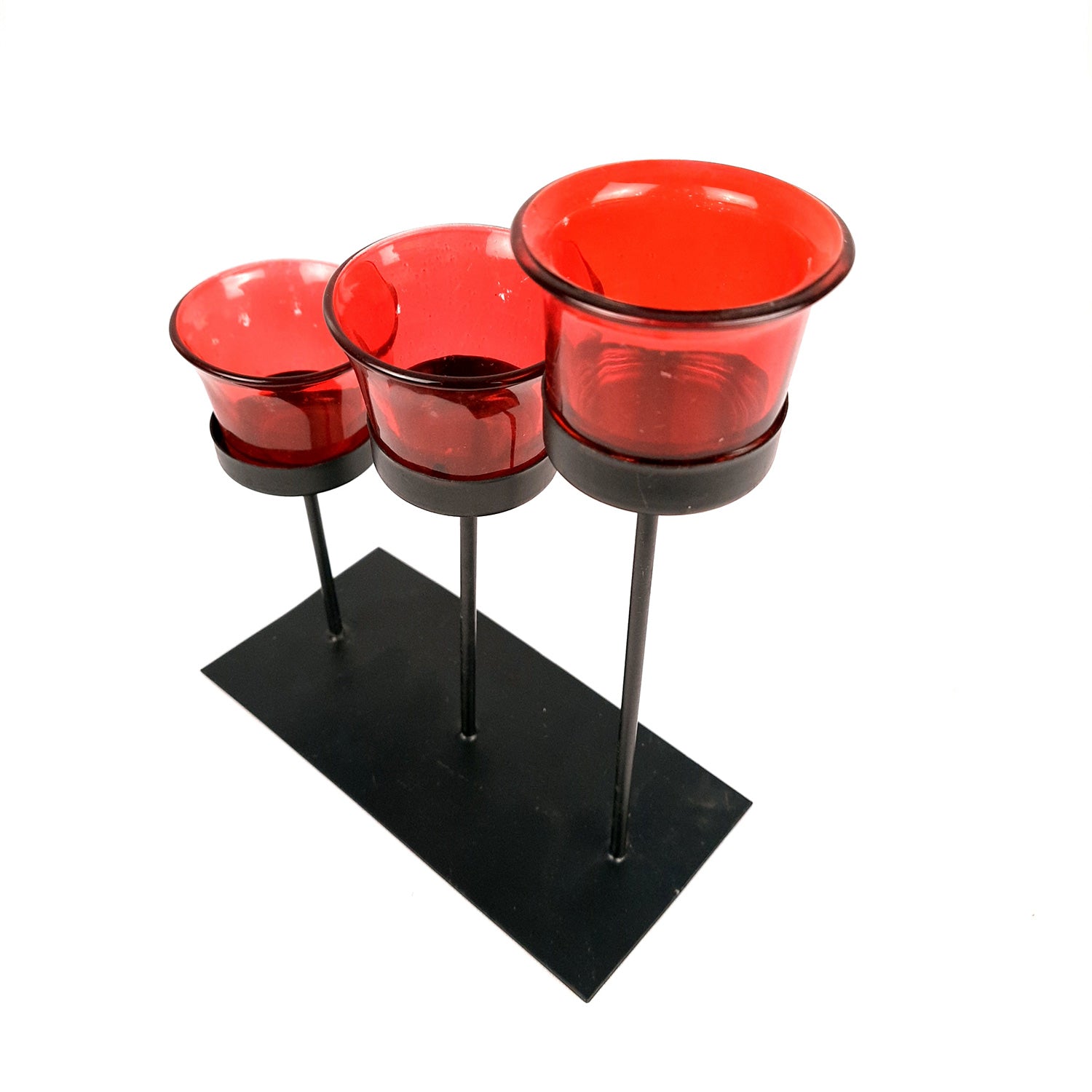 Tealight Candle Stand With 3 Glass Votive Holders | T light Holder - For Home, Living room, Table, Shelf Decor & Gift - Apkamart