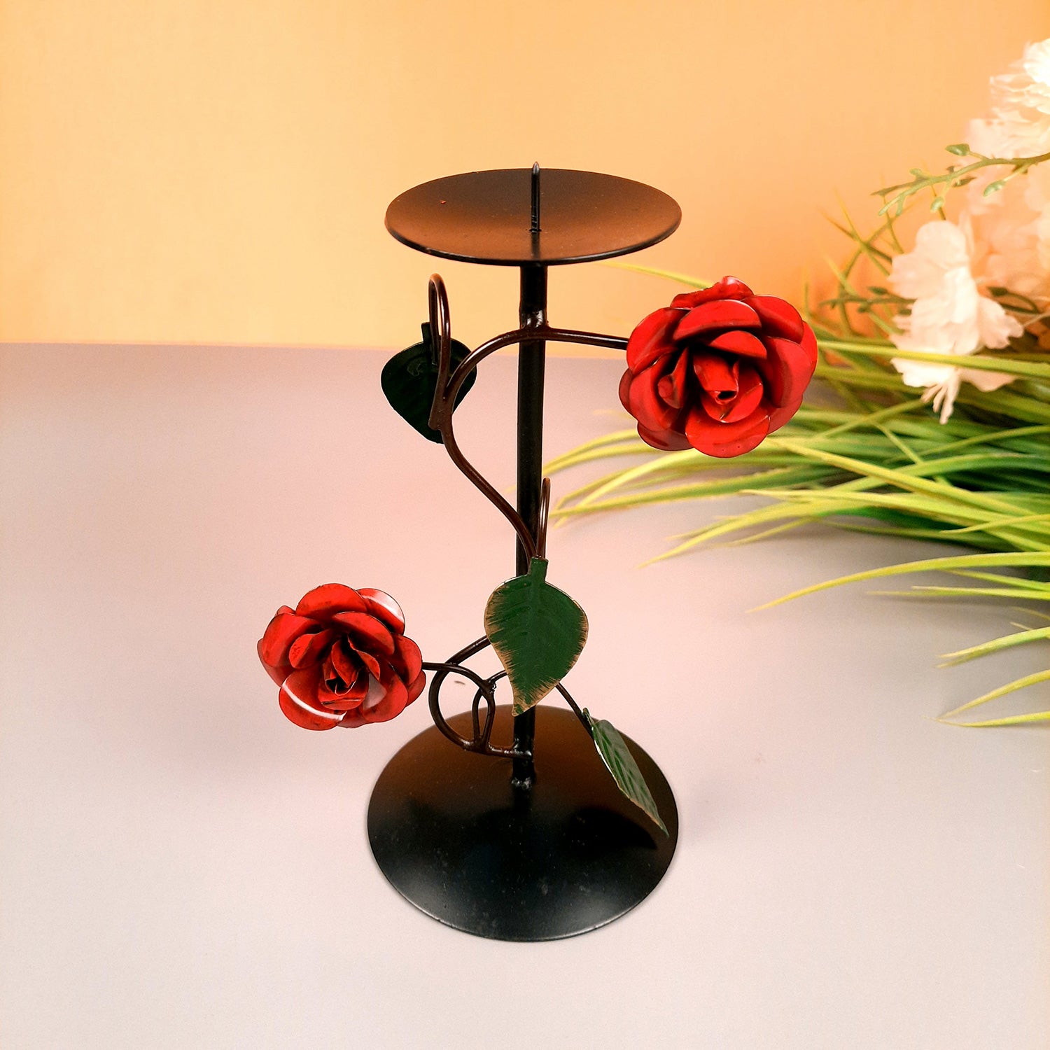 Tea Light Candle Stand | Metal T Light Candle Holder - For Home, Table, Living Room, Kitchen & Shelf Decor - 8 Inch - Apkamart
