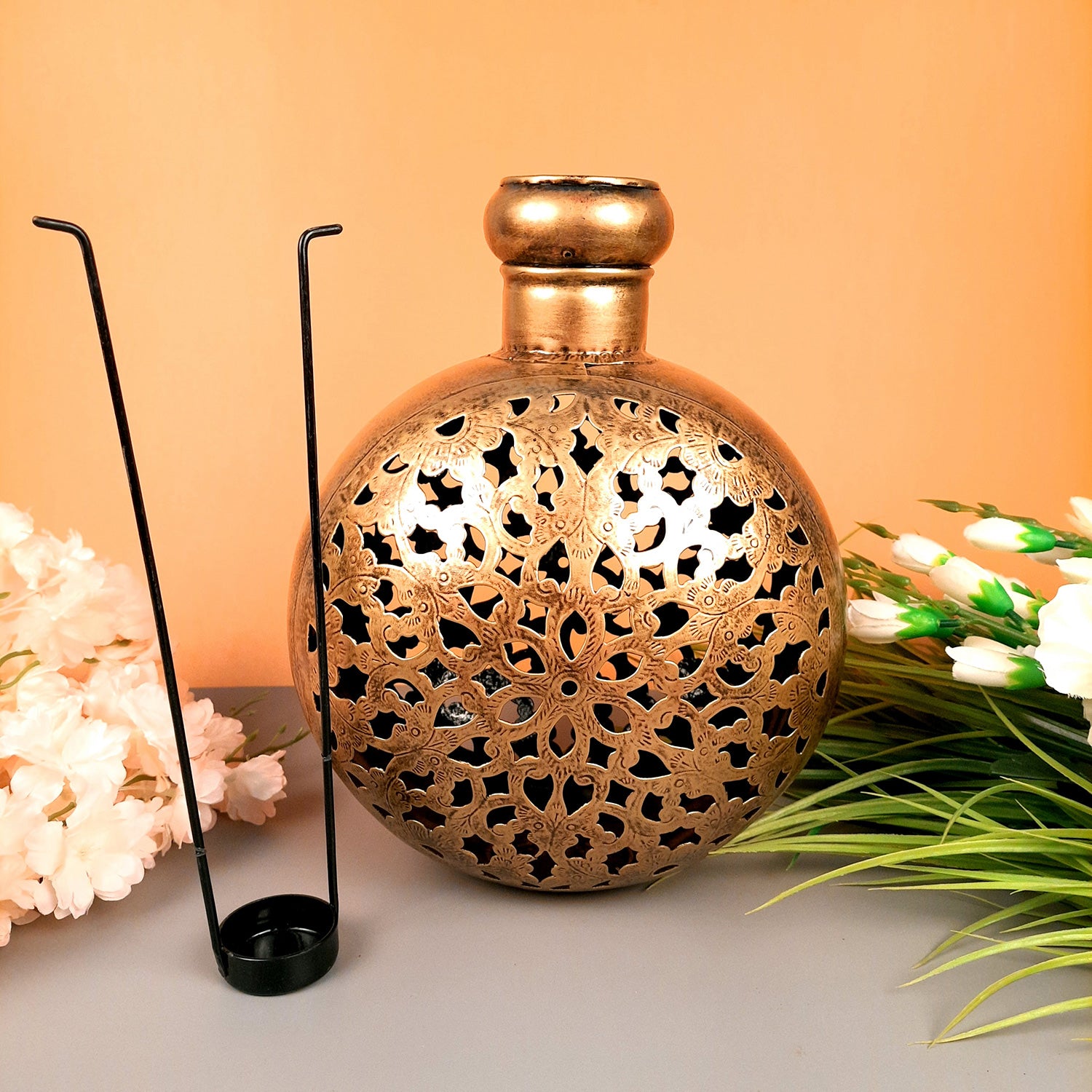 Vase Cum Tea Light Holder With Detachable T Light Stand - Pitcher Design | Tealight Stand - For Living Room, Table, Home, Corner Decor & Gift - 16 Inch - Apkamart