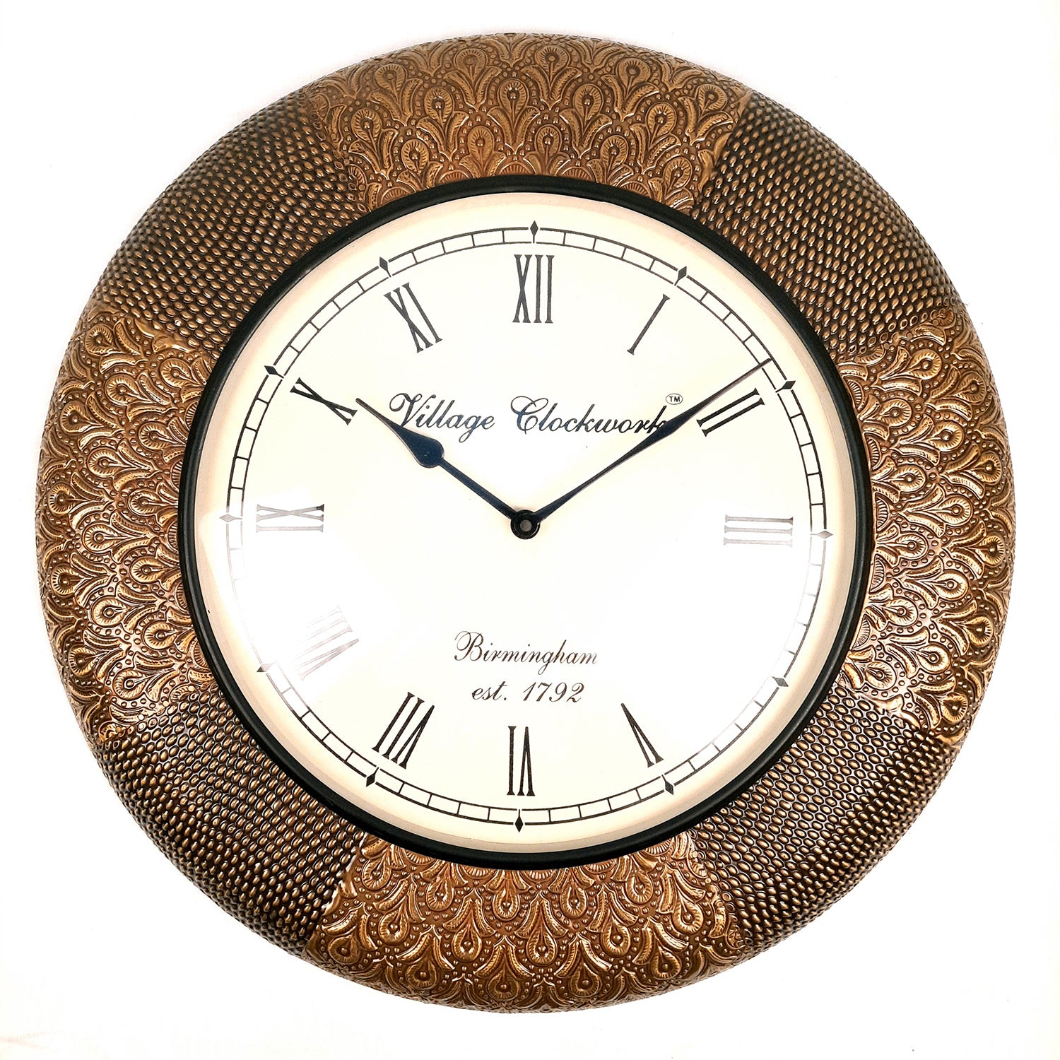 Wall Clock Vintage for Living Room | Wall Mount Clock Antique With Premium Wood & Brass Finish - For Home, Office, Bedroom, Hall Decor & Gifts | Wedding & Housewarming Gift - 18 Inch