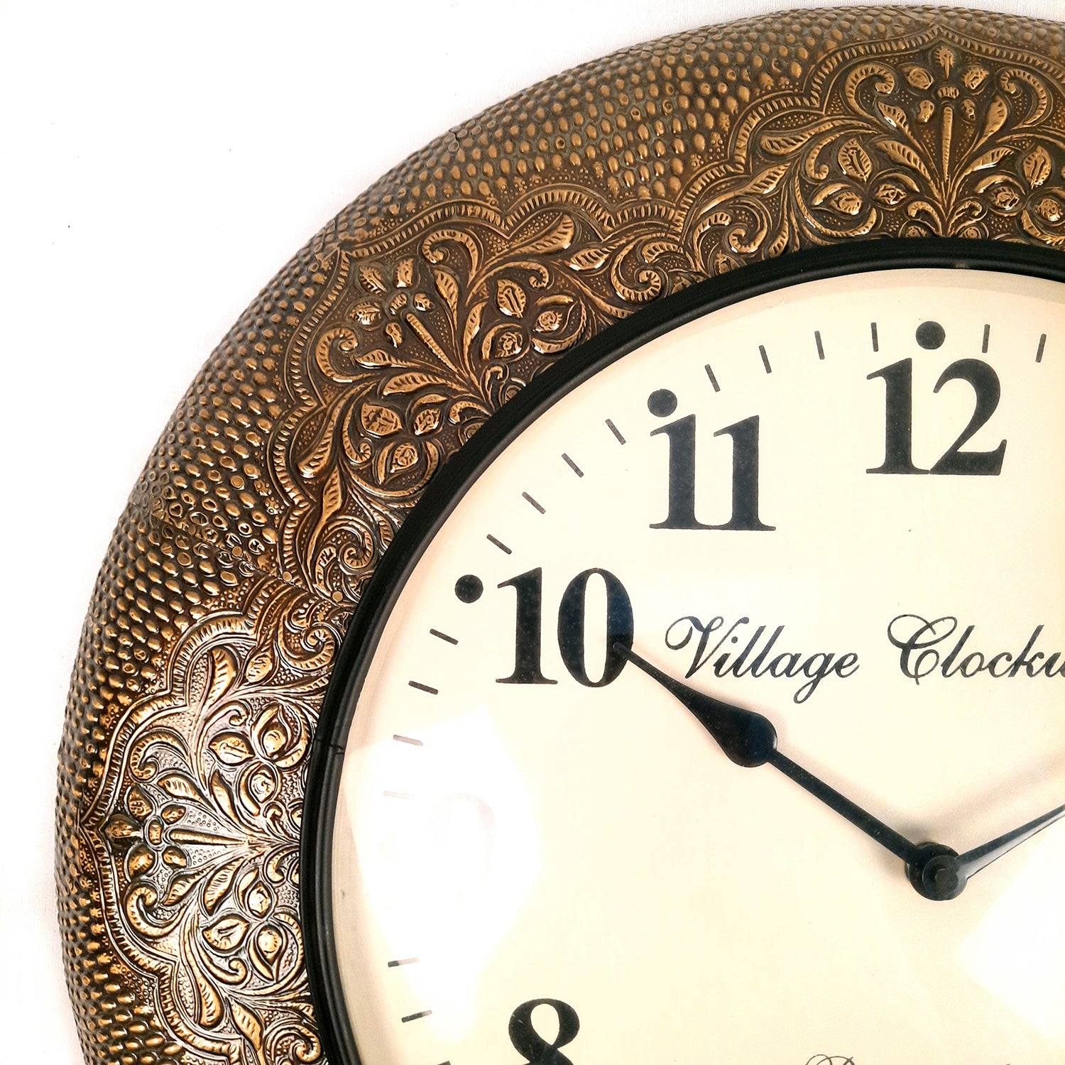 Wall Clock | Antique Clock Wall Mount With Wood & Brass Finish - For Home, Living Room, Bedroom, Office & Hall Decoration | Wedding & Housewarming Gift - 18 Inch - Apkamart