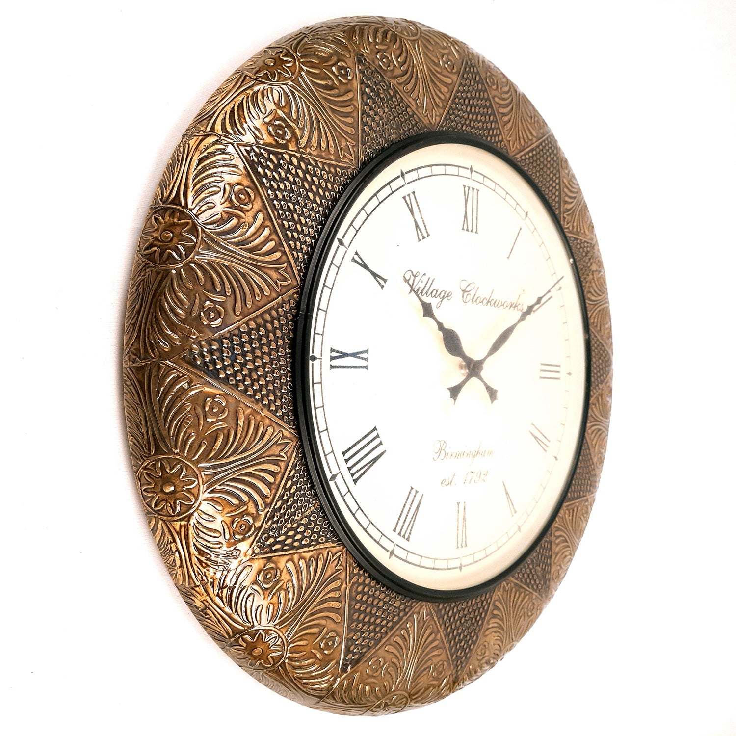 Wall Clock Vintage for Living Room | Wall Mount Clock With Antique Brass Work - For Home, Office, Bedroom, Hall Decor & Gifts | Wedding & Housewarming Gift - 18 Inch