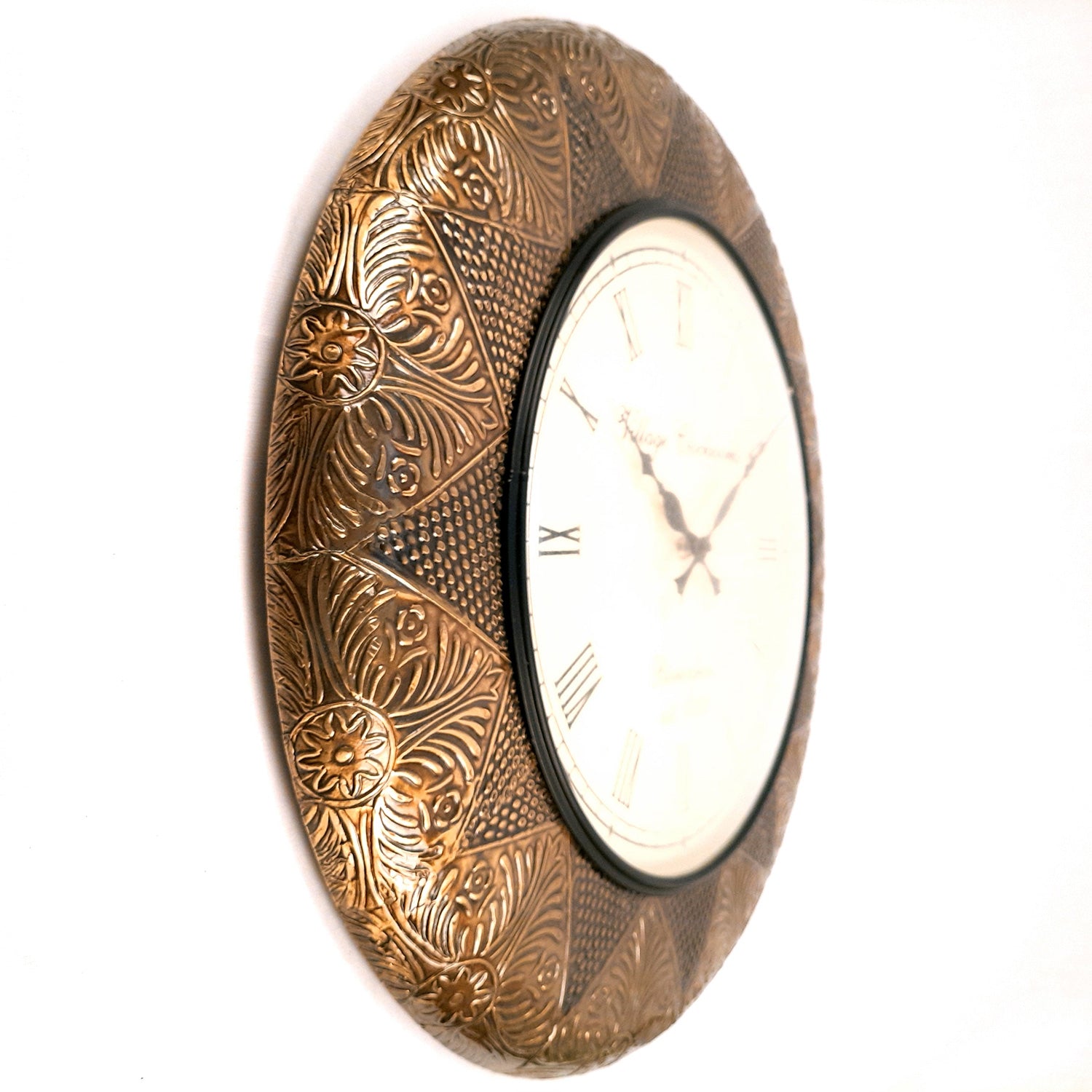 Wall Clock Vintage for Living Room | Wall Mount Clock With Antique Brass Work - For Home, Office, Bedroom, Hall Decor & Gifts | Wedding & Housewarming Gift - 18 Inch