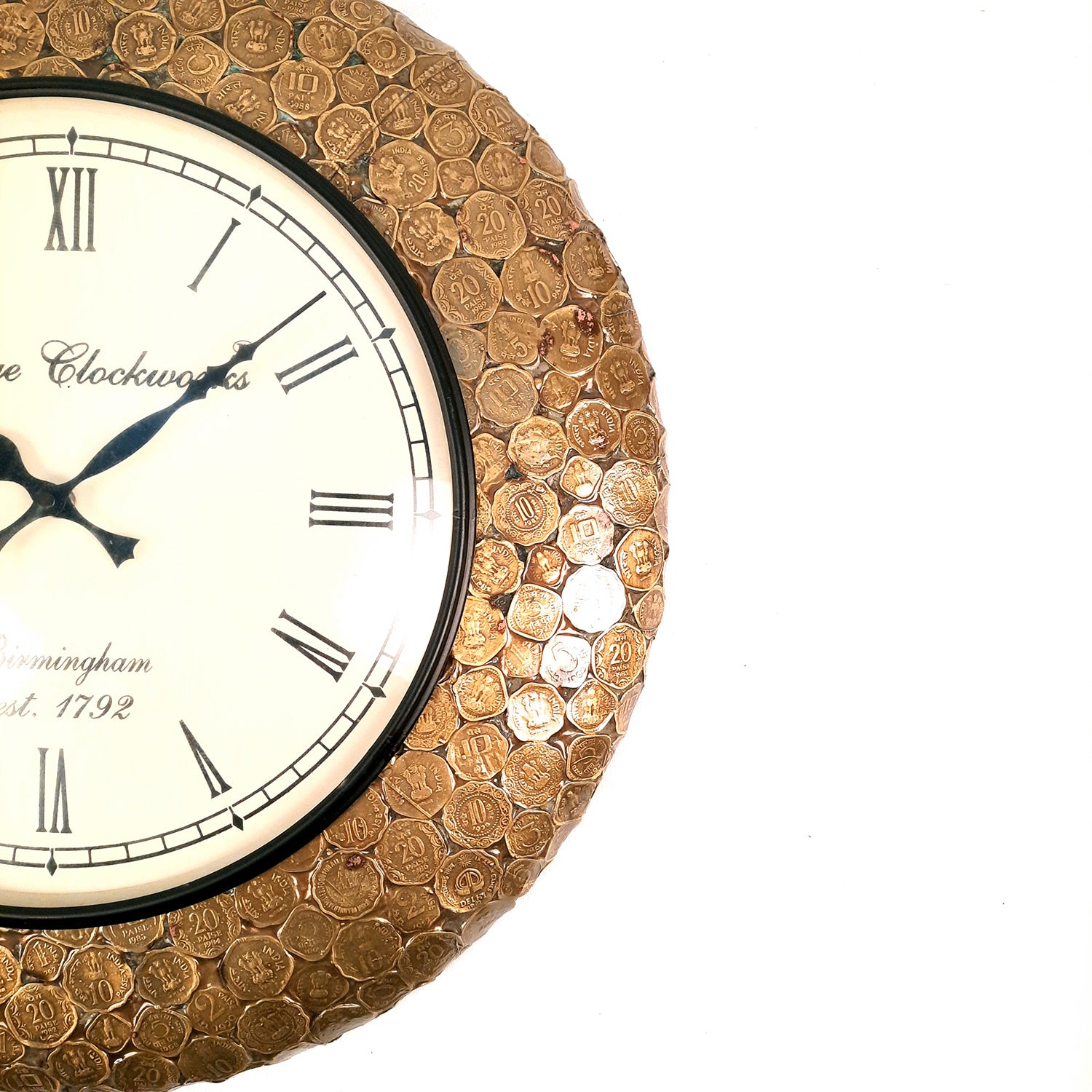 Wall Clock Vintage | Wall Mount Clock Antique With Old Coins Design - For Home, Office, Bedroom, Hall Decor & Gifts | Wedding & Housewarming Gift - 18 Inch - Apkamart