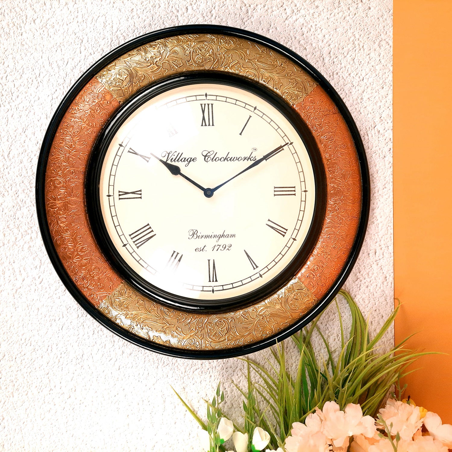 Wall Clock for Home | Wall Mount Analogue Clock Antique - For Living Room, Bedroom, Hall, Office Decor & Gift- 18 Inch - Apkamart
