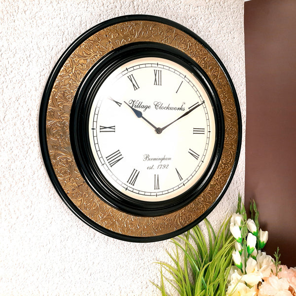 Wall Clock Wooden | Hanging Analogue Clock - For Home, Living Room, Bedroom, Office & Hall Decoration | Wedding & Housewarming Gift - 18 Inch - Apkamart