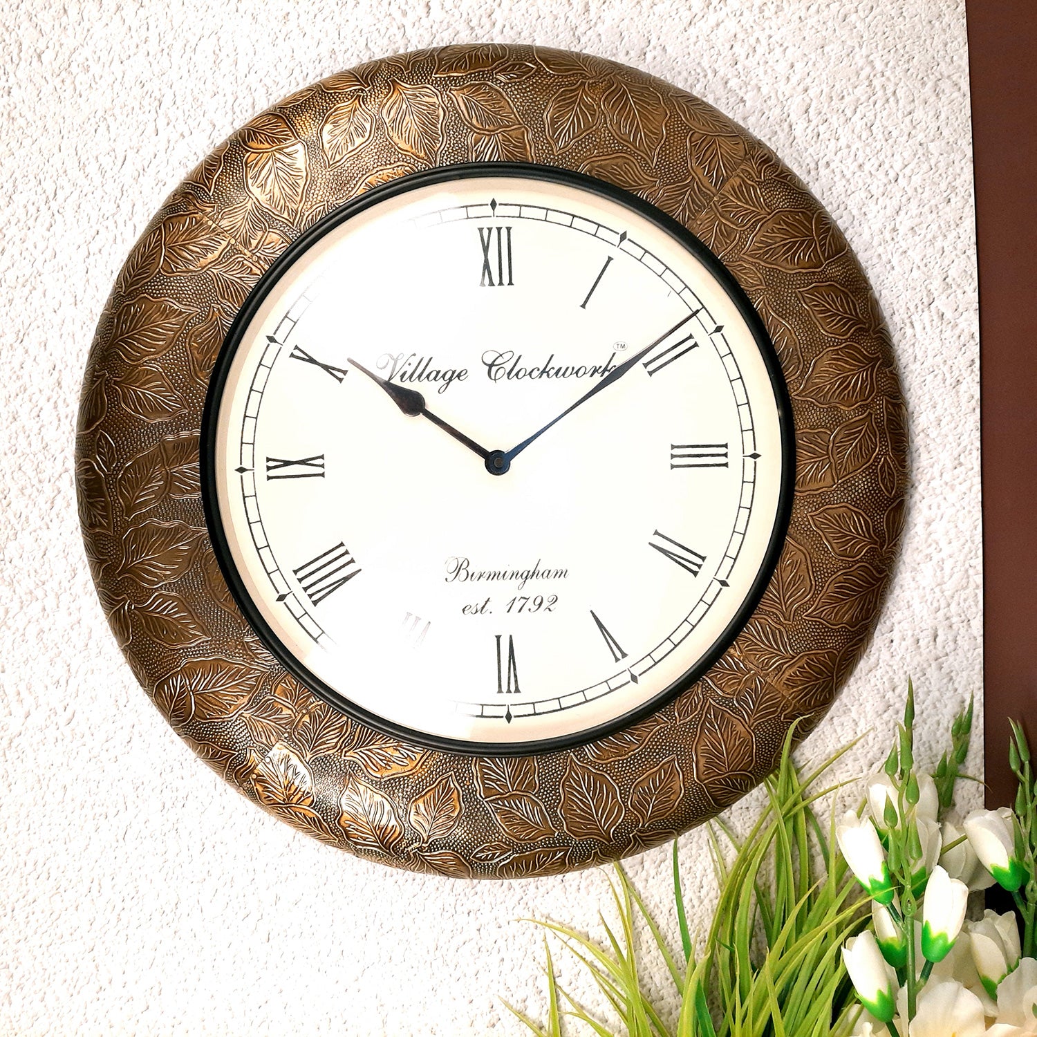 Wall Clock Wooden for Home | Wall Mount Analogue Clock Antique - For Home, Living Room, Bedroom, Hall Decor | Wedding & Housewarming Gift -18 Inch - Apkamart
