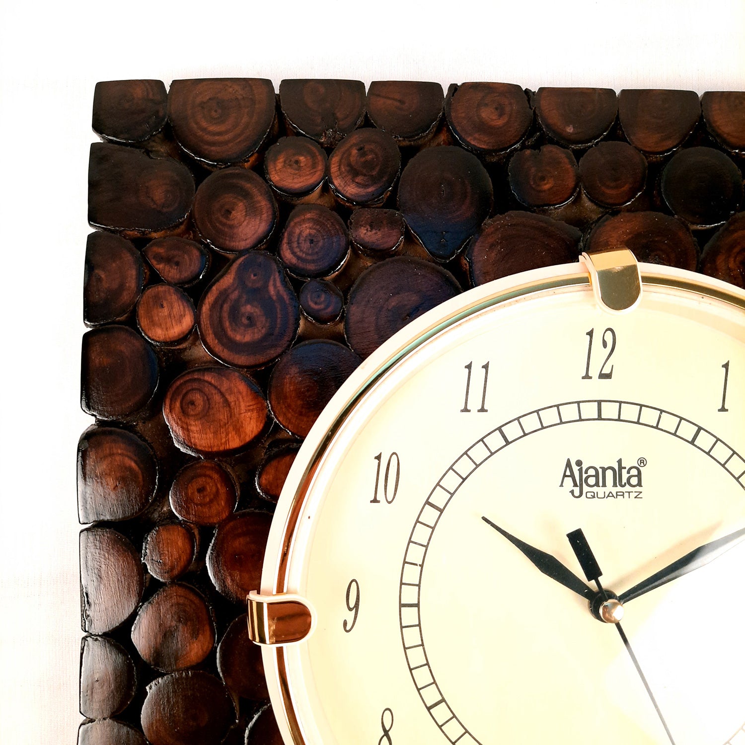 Wooden Wall Clock With Natural Wood Finish | Antique Clock Wall Mount - For Home, Living Room, Bedroom, Office & Hall Decoration | Wedding & Housewarming Gift - 12 Inch - Apkamart
