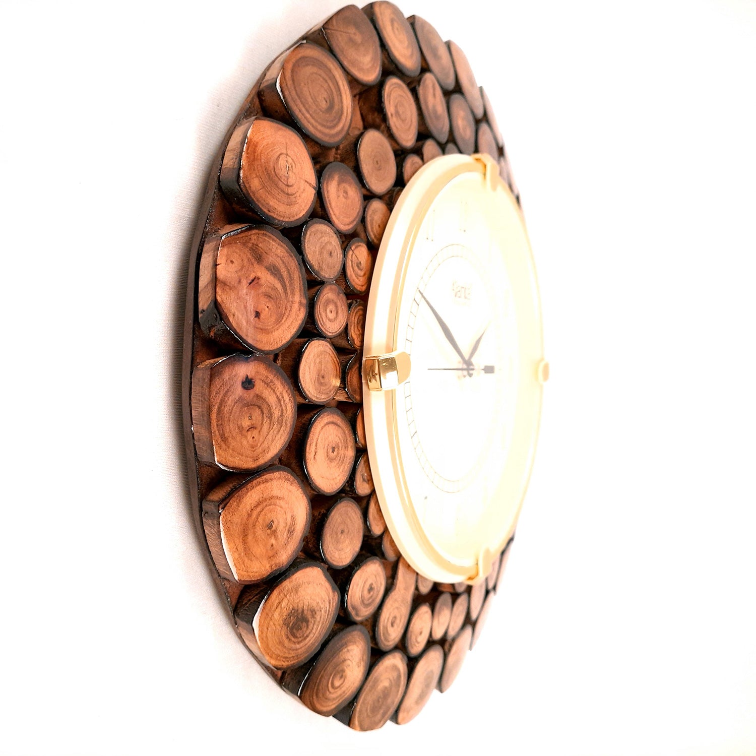 Antique Wall Clock | Analogue Clock With Natural Wood Finish - For Home, Living Room, Bedroom, Hall Decor | Wedding & Housewarming Gift -11 Inch - Apkamart