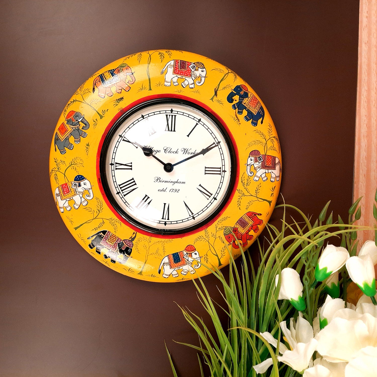 Metallic Arts Fine, Elegant Leaves Design Metal Wall Clock Gift Item For  Home Decoration - Metallic Arts