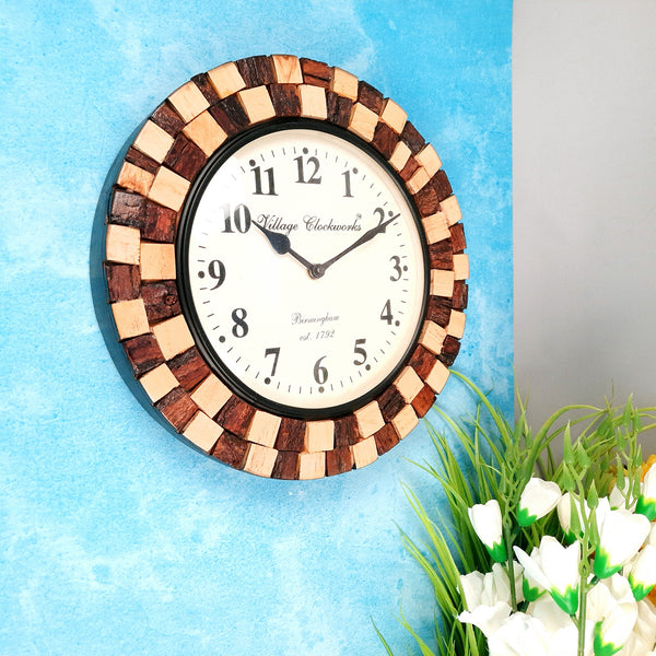 Wooden Wall Clock - Wall Mount Clock Antique - For Home, Living Room, Bedroom, Hall Decor | Wedding & Housewarming Gift- 12 Inch - Apkamart