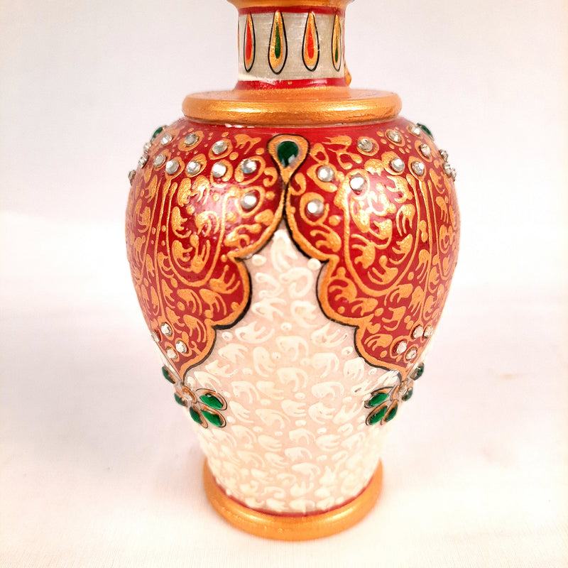 Marble Flower Vase | Decorative Flower Pot - For Living Room & Home Decor -6 Inch - Apkamart