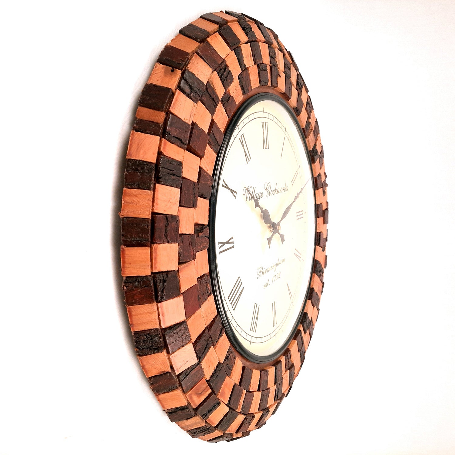 Wall Clock for Home | Wall Mount Clock With Natural Wood Finish And Vintage Look  - Rustic Look - For Living Room, Bedroom, Hall, Office Decor & Gift- 18 Inch