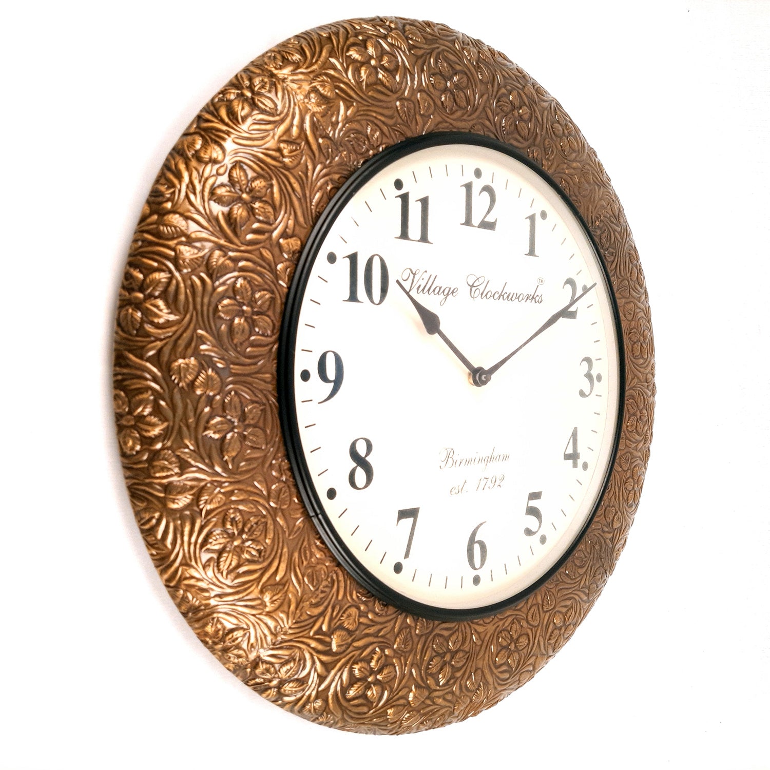 Wall Clock Wooden | Hanging Analog Clock With Antique Brass Work - For Home, Living Room, Bedroom, Office & Hall Decoration | Wedding & Housewarming Gift -18 Inches - Apkamart