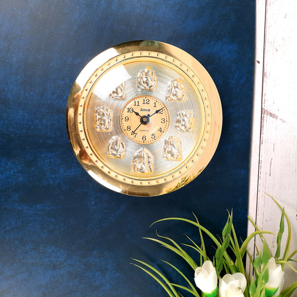 Wall Clock With Ashta Vinayak Ganesha - For Home, Living Room, Bedroom, Office & Hall Decoration | Wedding & Housewarming Gift - Apkamart