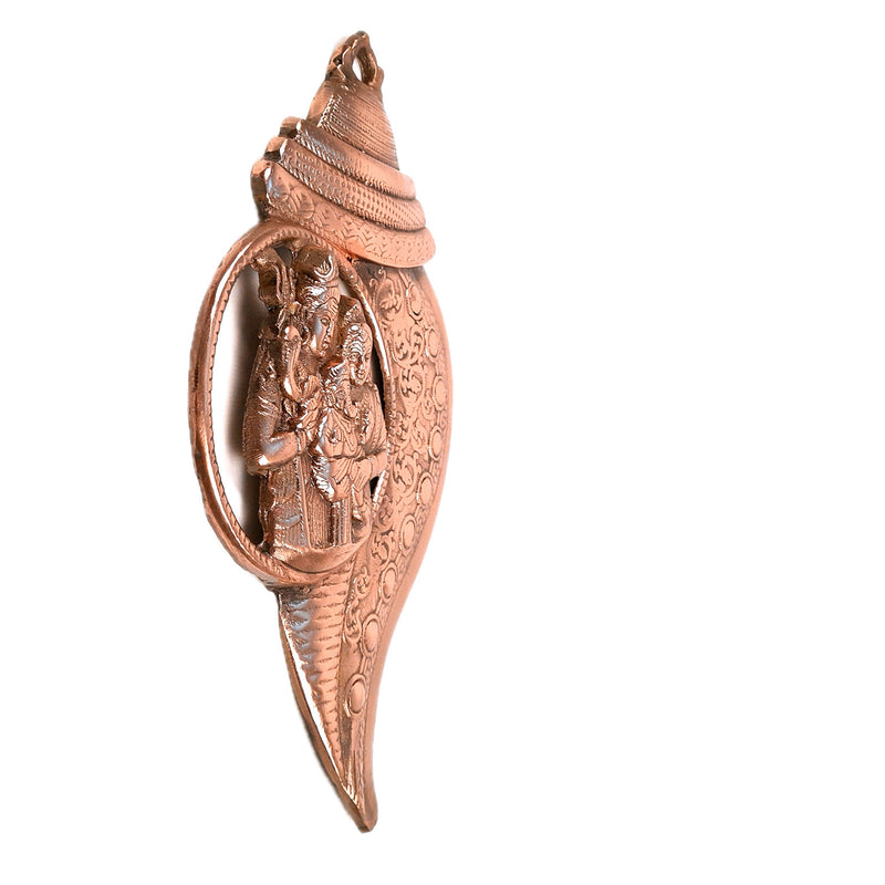 Shiv Parvati Ganesha Wall Hanging Murti | Shiva Parivar Wall Statue In Shankh Design - for Entrance & Main Door | Religious & Spiritual Wall Art - For Home, Puja, Living Room Decor & Gift - 17 Inch - Apkamart