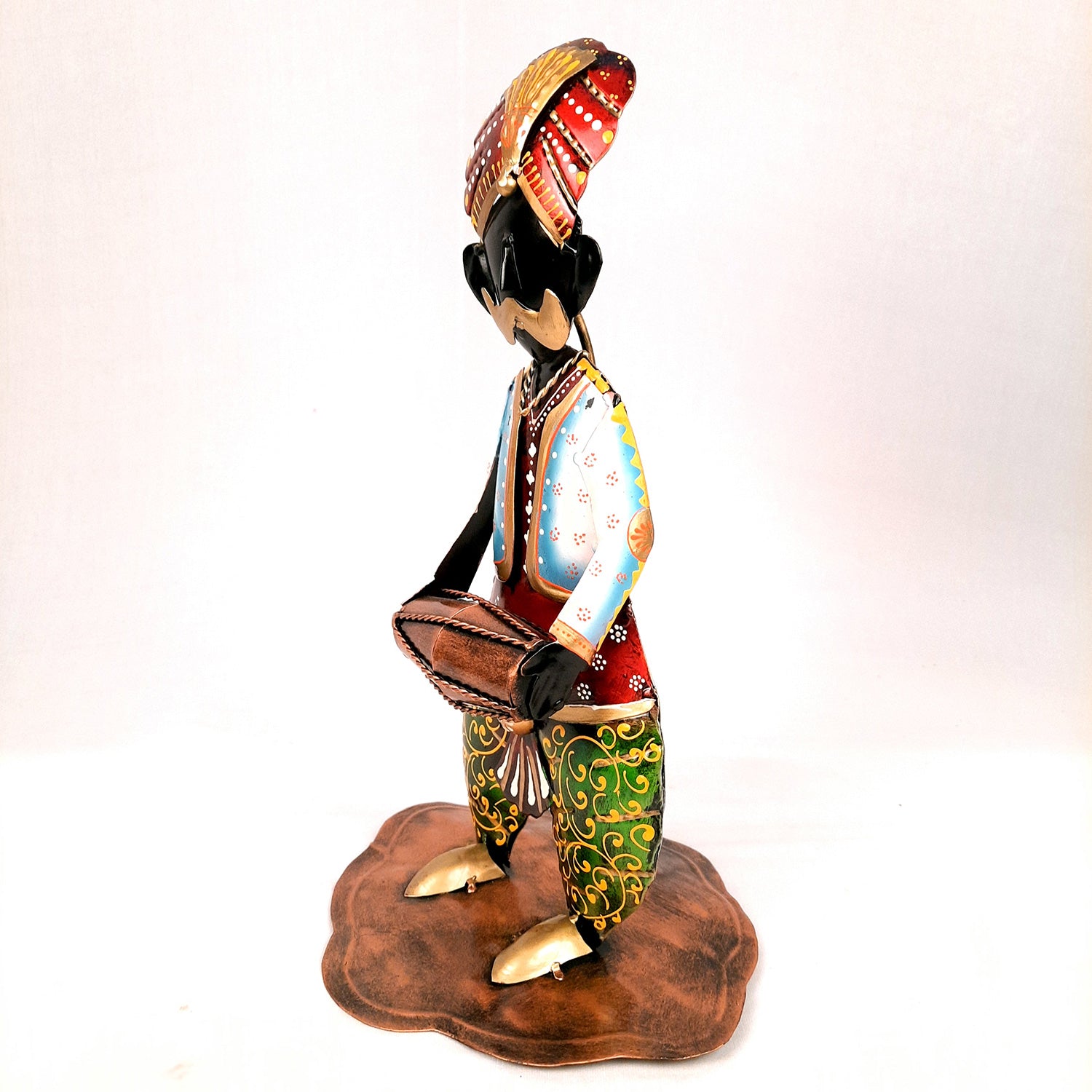 Showpiece Figurine - Musician Playing Dholak & Veena Design | Decorative Showpieces for Home, Bedroom, Living Room, Office Desk & Table - apkamart