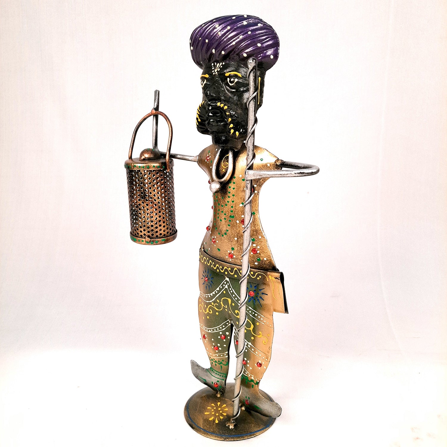 Darbaan Showpiece | Village Men Holding Stick & Lantern Figurines | Handicraft Show Pieces - For Home, Table, Living Room, TV Unit Decor | Housewarming & Festivals Gifts - 14 Inch (Set of 3) - Apkamart