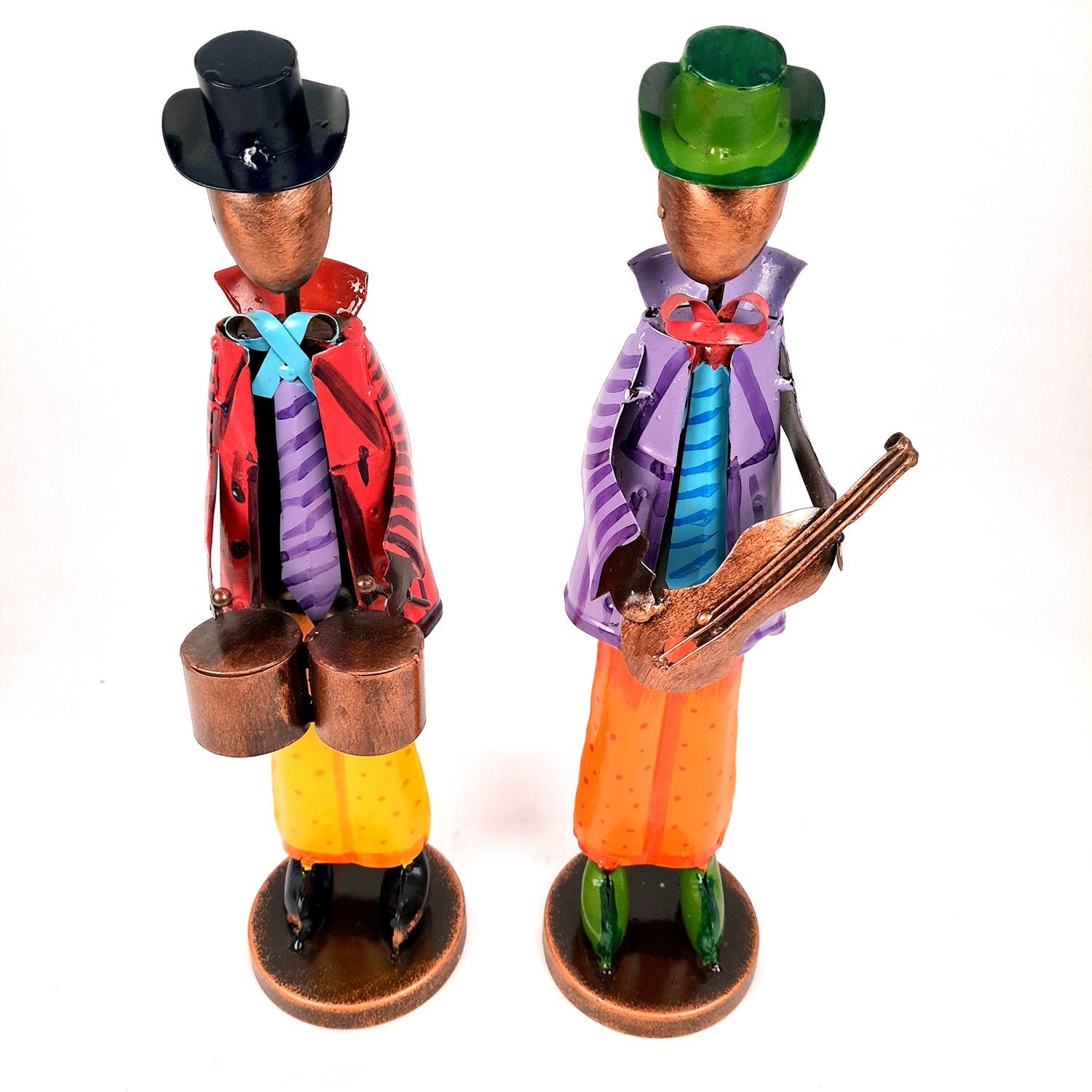 Showpiece Set - Retro Theme Musician Playing Musical Instruments | Decorative Big Figurines - For Home, Table, Living Room & TV Unit Decor & Gifts - 16 Inch (Set of 2) - Apkamart