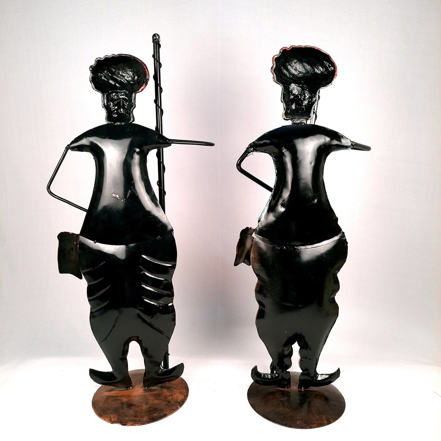 Showpiece Figurine - Darbaan Set | Rajasthani Guard / Village man With Stick | Decorative Showpieces - for Home, Entryway, Living Room, Table Decor & Gifts - 28 Inch (Set of 2) - Apkamart