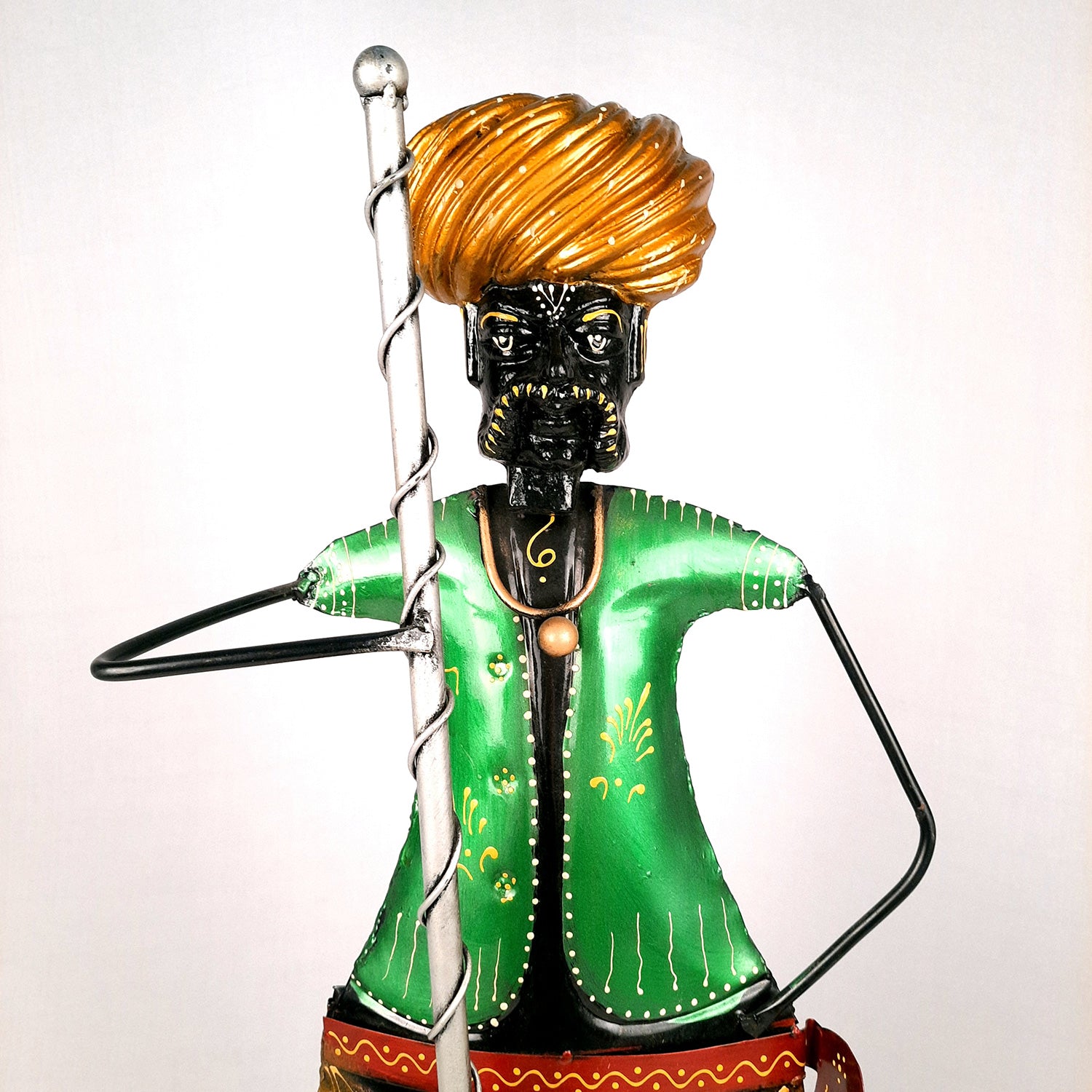 Rajasthani Darban Showpiece Set - Holding Lantern & Stick | Big Darbaan Wearing Pagdi Figurines - For Home, Living Room, Entrance, Corner Decor & Gifts - 28 Inch (Set of 2) - Apkamart