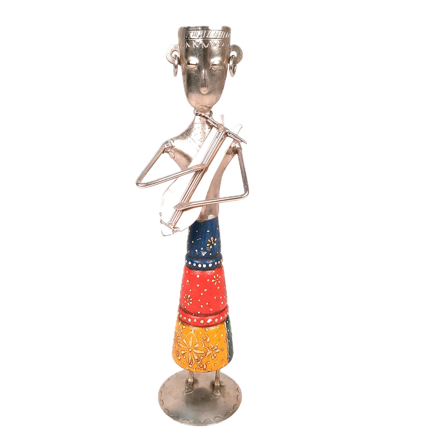 Figurine Showpiece - | Ethnic Tribal musician - for Home, Table, Living Room, TV Unit & Bedroom Decor | Decorative Show piece for Office Desk & Gifts - 12 Inch - Apkamart