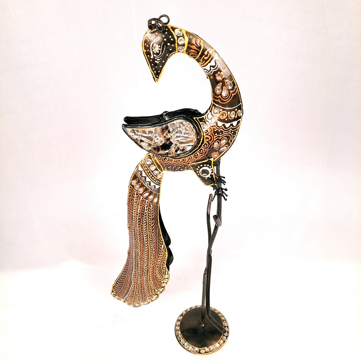 Peacock Earring / Bangle Stand Cum Figurine Showpiece - for Home, Dressing Table Decor - 19 Inch - Apkamart