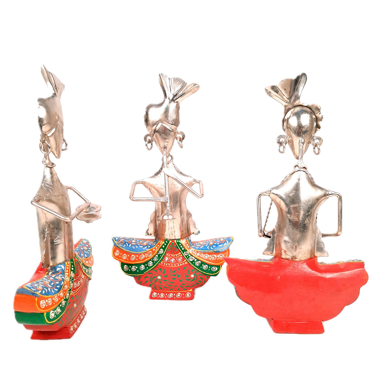 Showpiece Figurine - Rajasthani Musicians | Decorative Show piece for Home, Bedroom, Living Room, Office Desk & Table Decor | Gifts For Wedding, Housewarming & Festivals- 13 Inch (Set of 3)