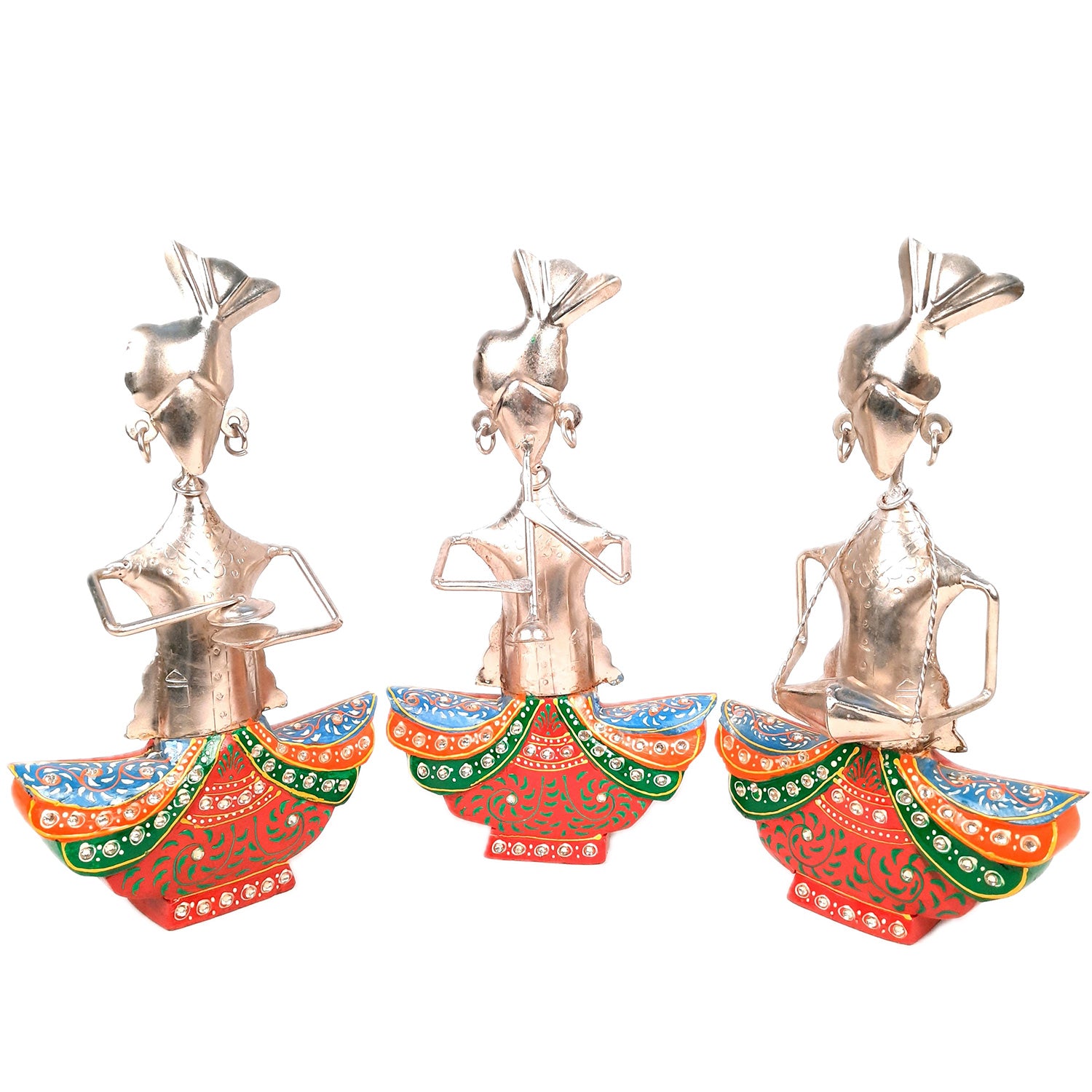 Showpiece Figurine - Rajasthani Musicians | Decorative Show piece for Home, Bedroom, Living Room, Office Desk & Table Decor | Gifts For Wedding, Housewarming & Festivals- 13 Inch (Set of 3)