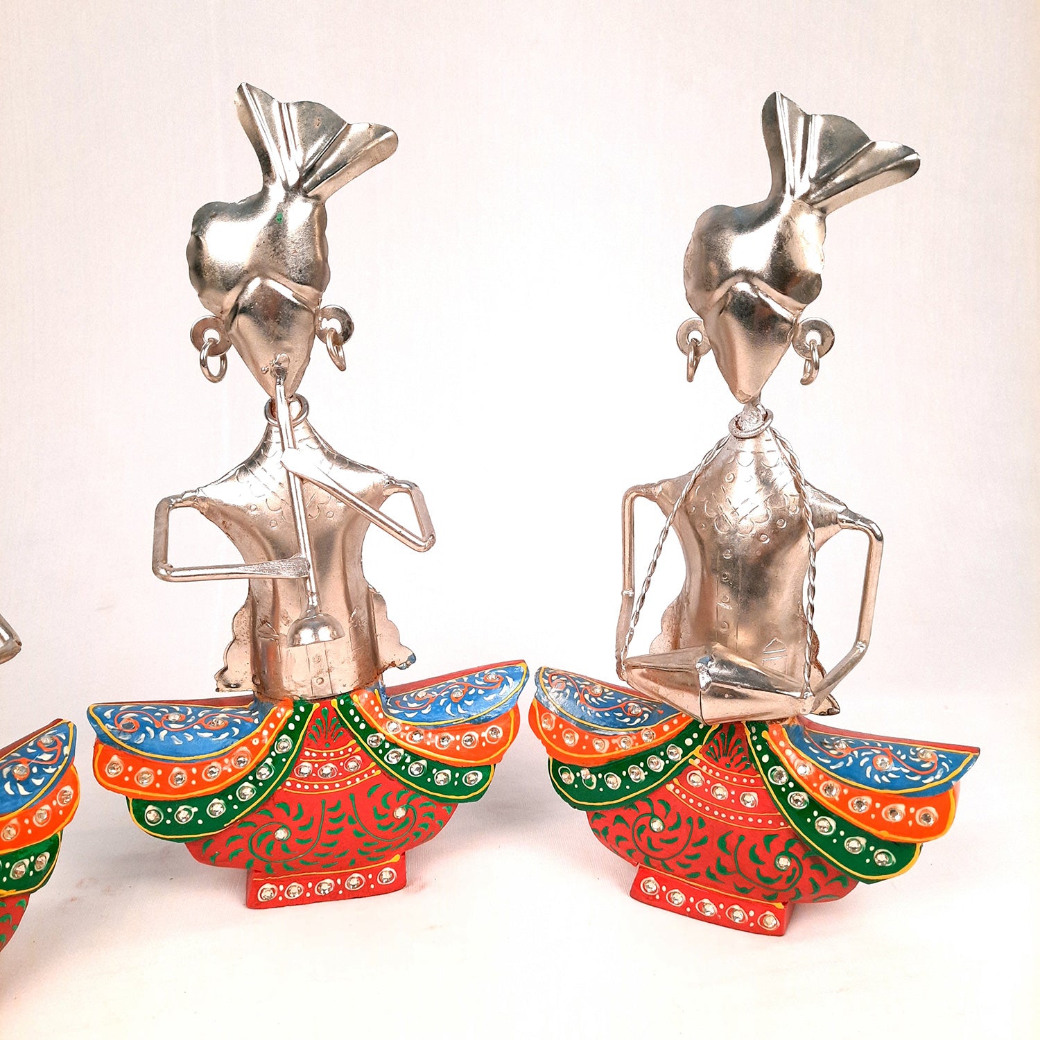 Showpiece Figurine - Rajasthani Musicians | Decorative Show piece for Home, Bedroom, Living Room, Office Desk & Table Decor | Gifts For Wedding, Housewarming & Festivals- 13 Inch (Set of 3)