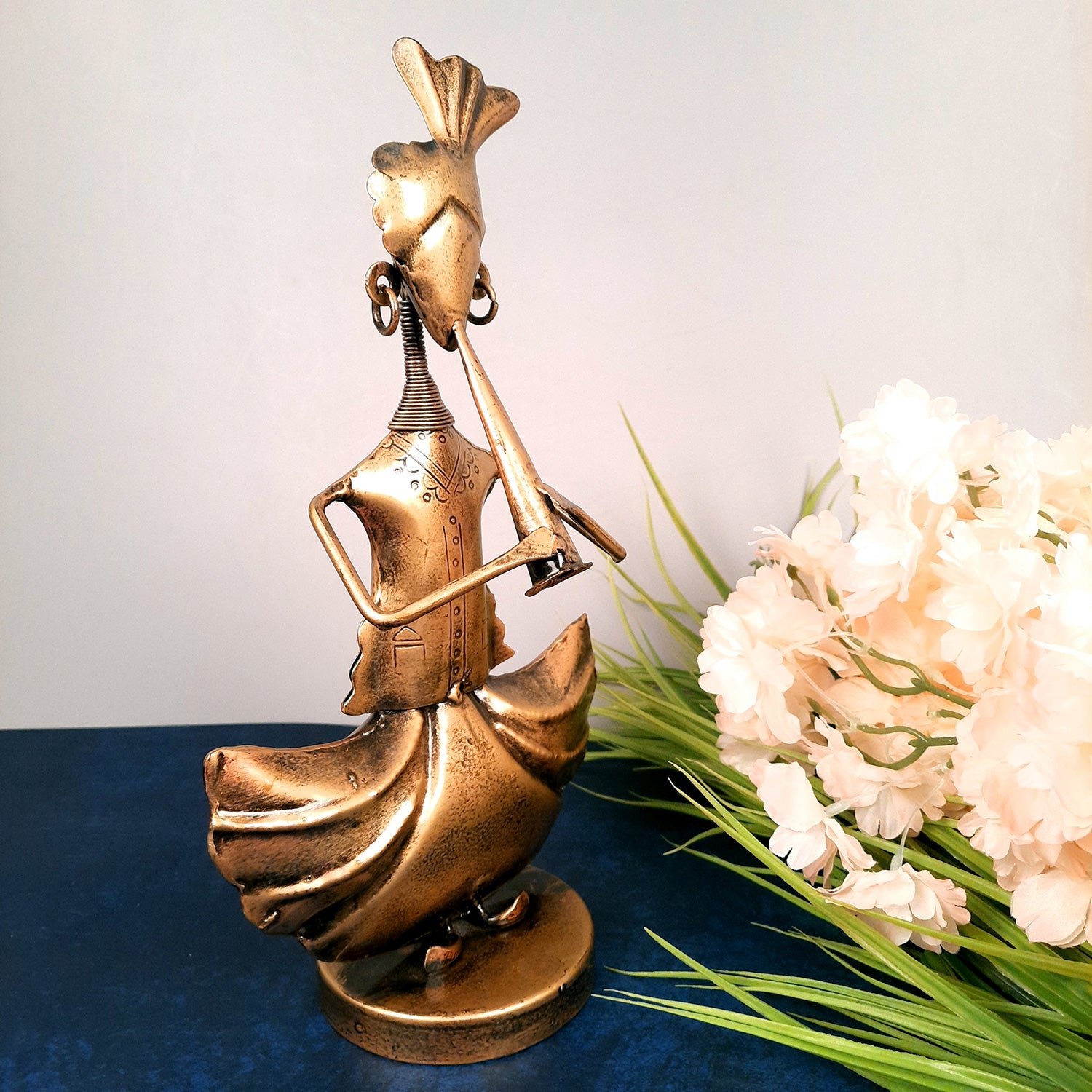 Showpiece Figurines - Musician Playing Shehnai | Handicraft Showpieces - For Table, Living Room, Bedroom & TV Unit Decor | Show Piece For Gifts - 12 Inch - Apkamart
