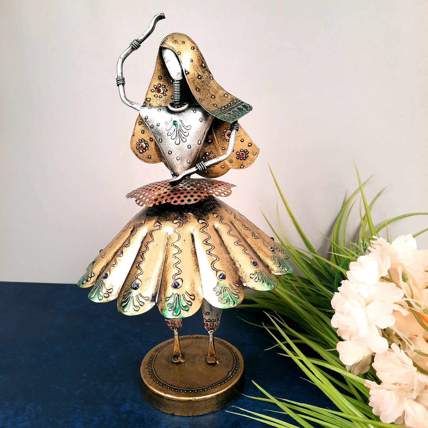 Decorative Showpiece Village Girl Dancing Design | Figurine for Home, Living Room, TV unit & Bedroom Decor | Show Piece For Office Desk & Gifts - 13 Inch - Apkamart