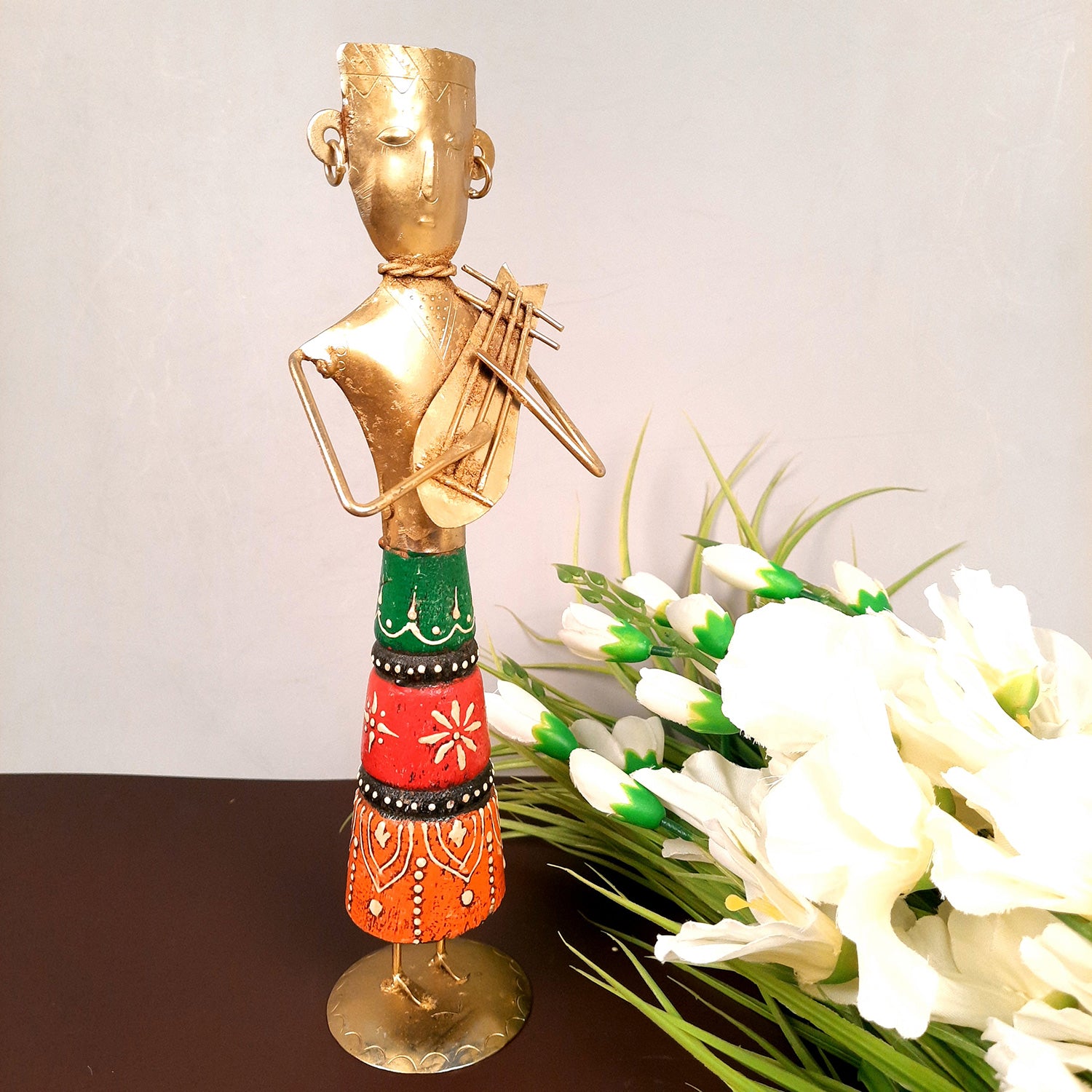 Showpiece Musician | Decorative Tribal Musician Figurine - For Home, Table, Living Room & TV Unit | Show Piece For Office Desk & Gifts - 13 Inch - Apkamart