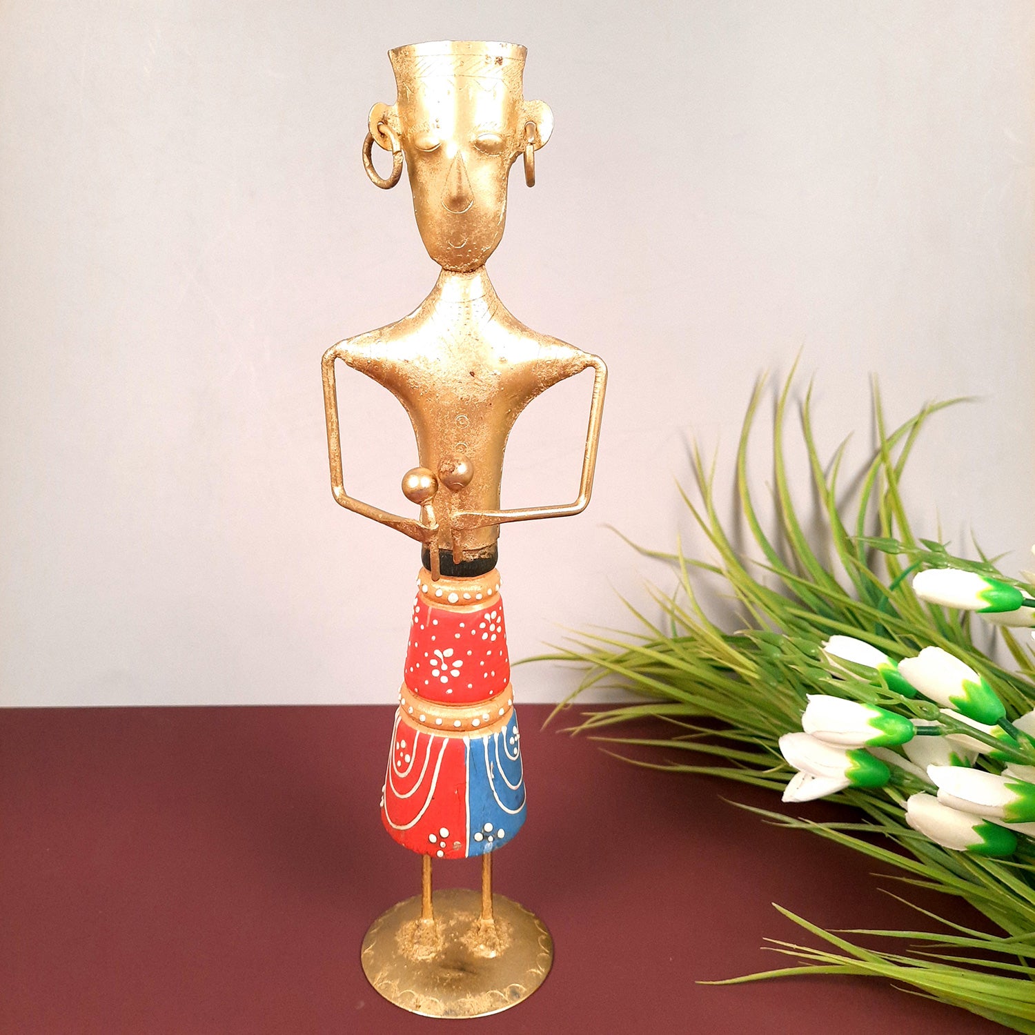 Showpiece Musician | Decorative Tribal Musician Figurine - For Home, Table, Living Room & TV Unit | Show Piece For Office Desk & Gifts - 12 Inch - Apkamart
