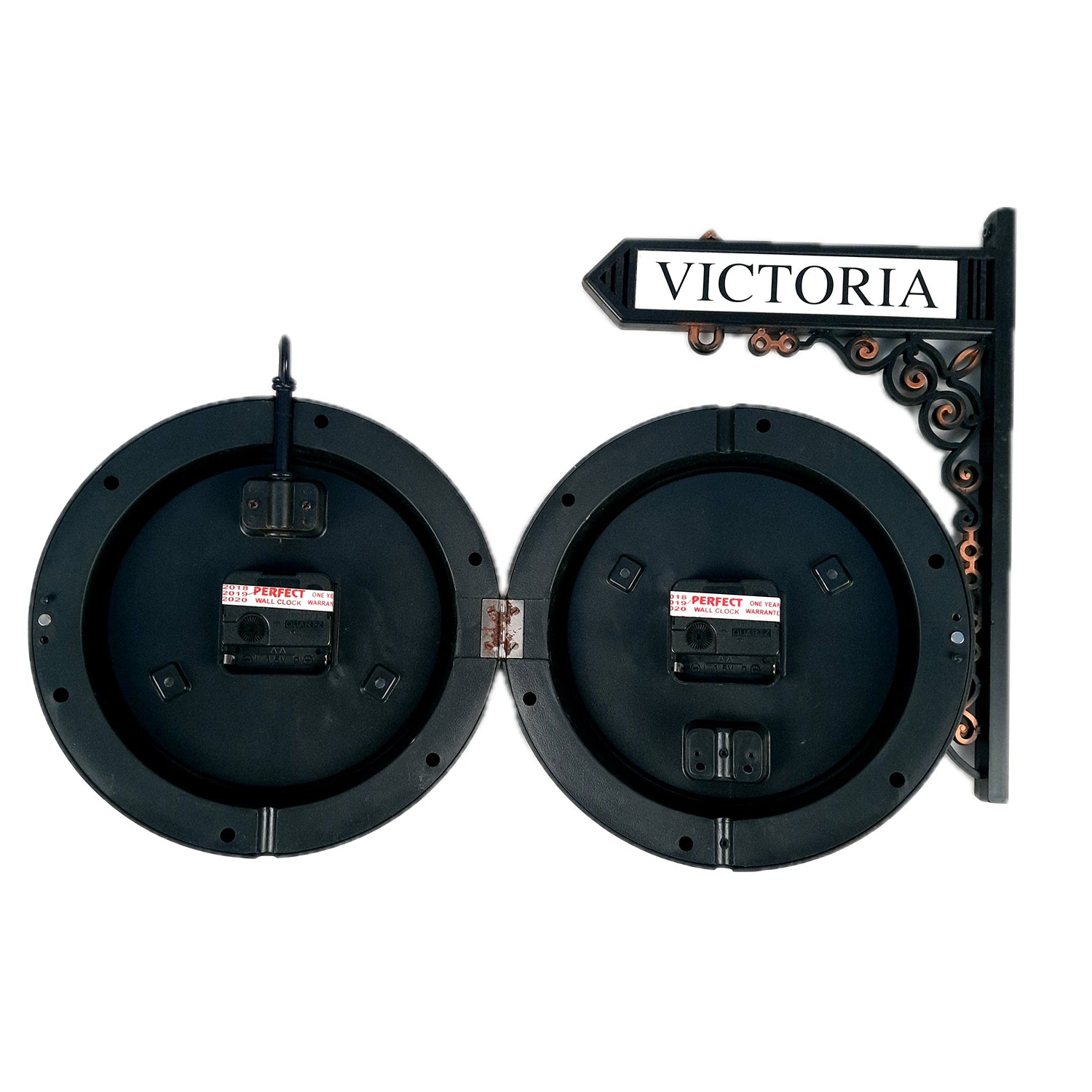Railway Clocks - Double Sided | Victorian Station Wall Hanging Clock | Vintage Platform Watch - for Home, Living Room, Office Decor & Gifts - 11 Inch - Apkamart #Color_Black