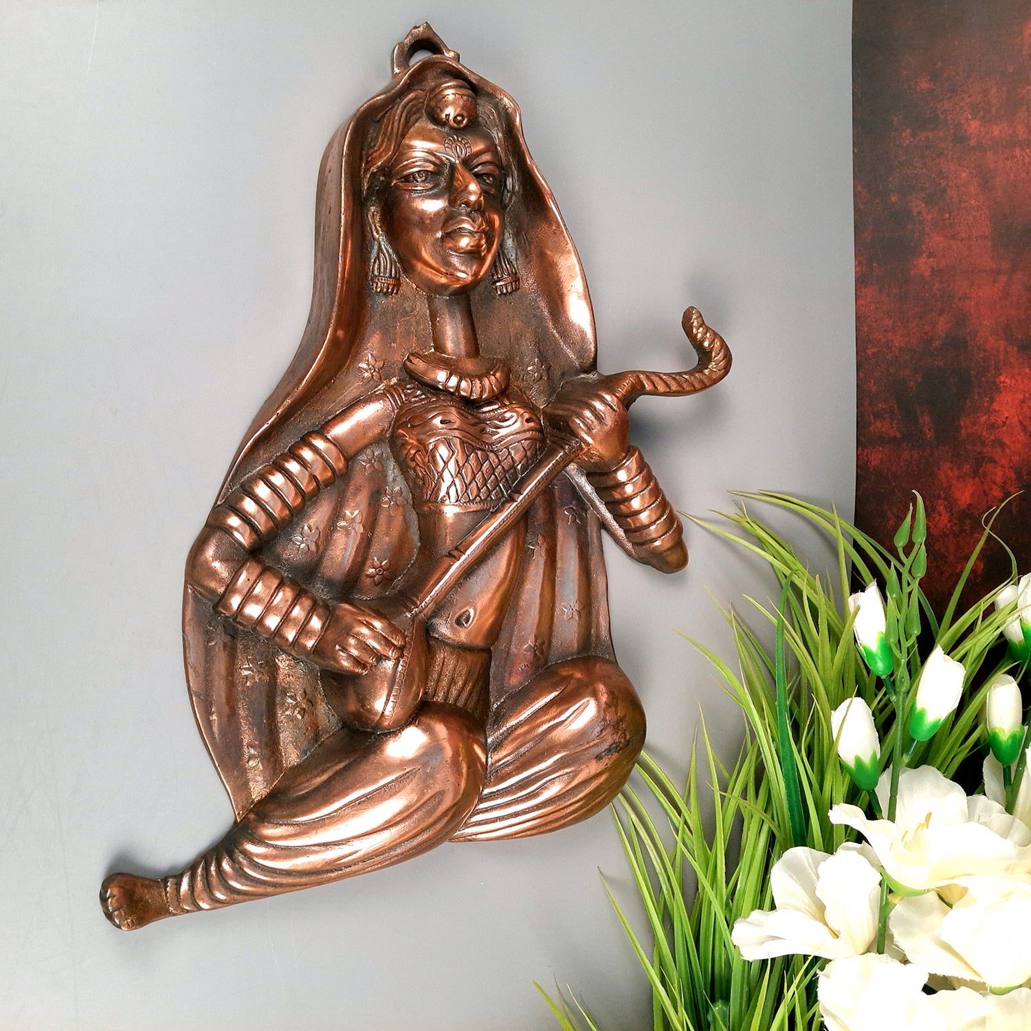 Wall Hanging Lady Musician Design | Metal Wall Art - For Home, Living Room, Bedroom, Drawing Room, Hotel, Restaurant Decor & Gifts - 15 inch - Apkamart