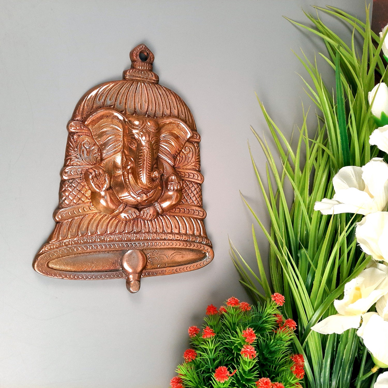 Ganesh Idol Wall Hanging | Lord Ganesha Wall Statue Decor - For Puja, Home & Entrance Living Room & Gift - 9 Inch - Apkamart